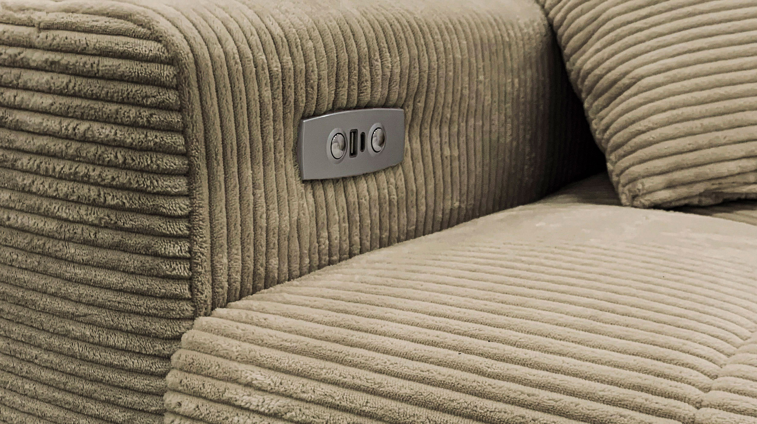 Ecksofa Cord grün ausziehbar - Sitztiefenverstellung 256 cm - OT rechts - SIMPLE