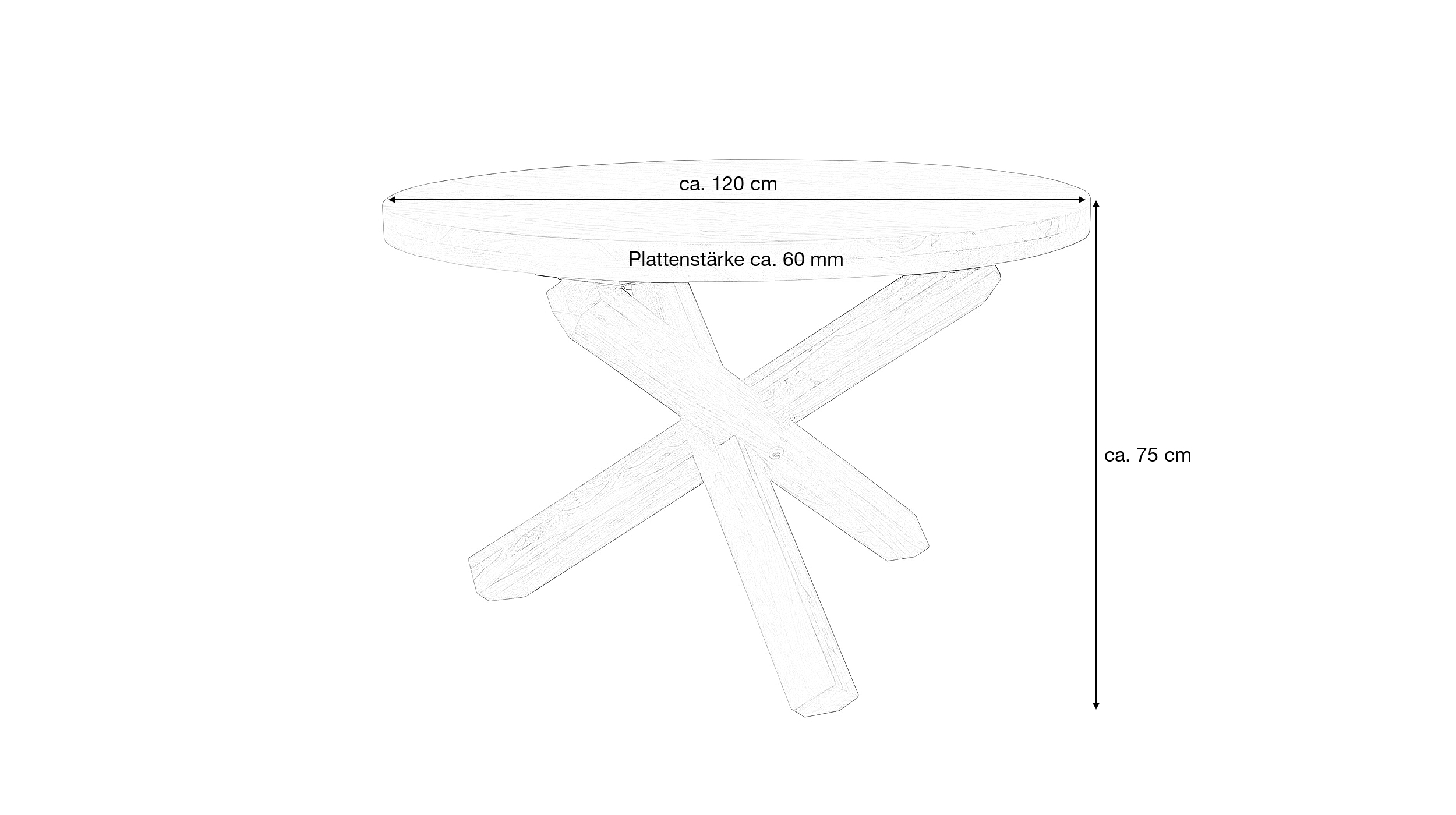 Esstisch 120 cm rund Akazie massiv lackiert - BALDUR 