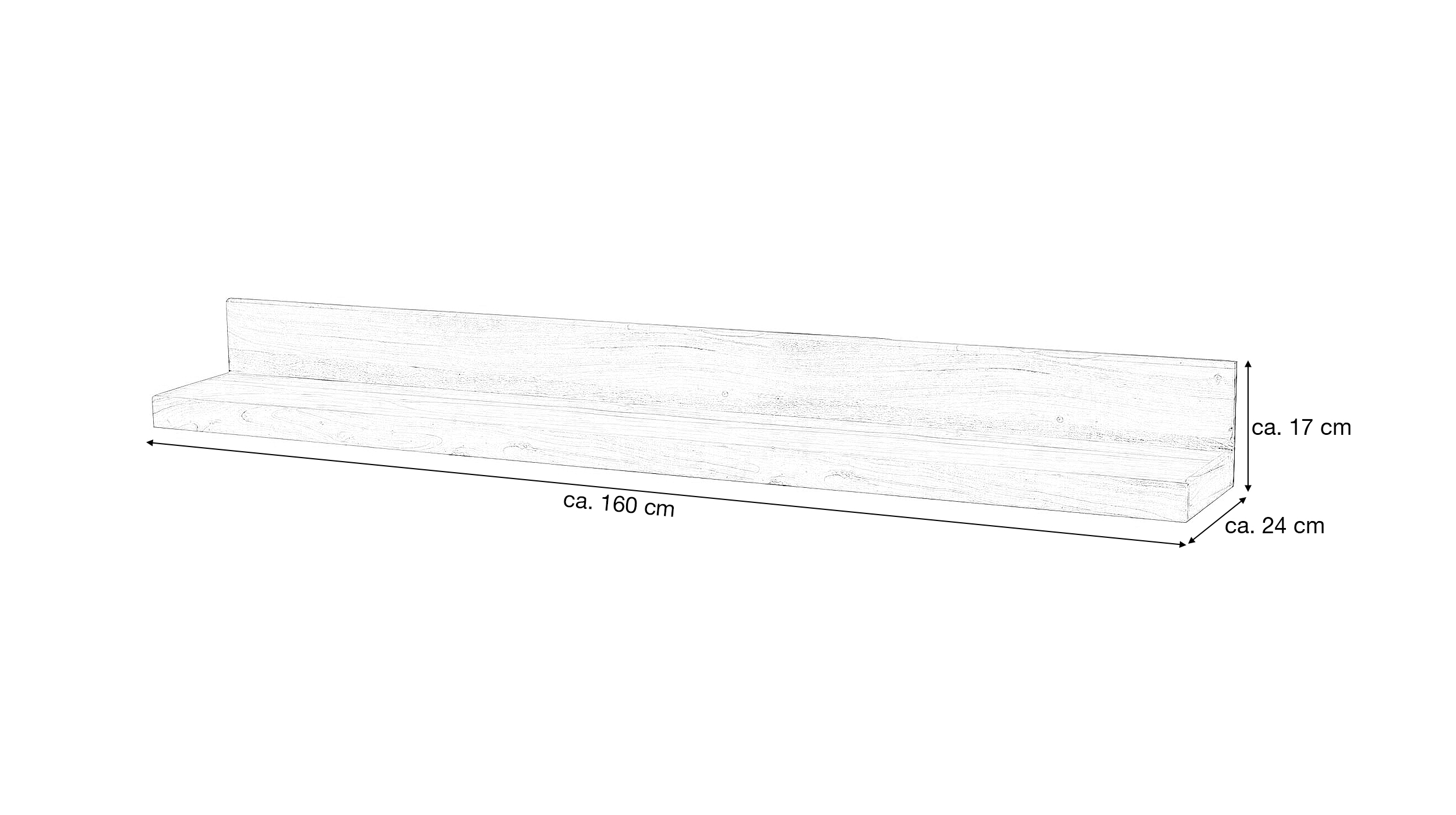 Wandboard Akazie massiv lackiert - 160 cm - METTE 