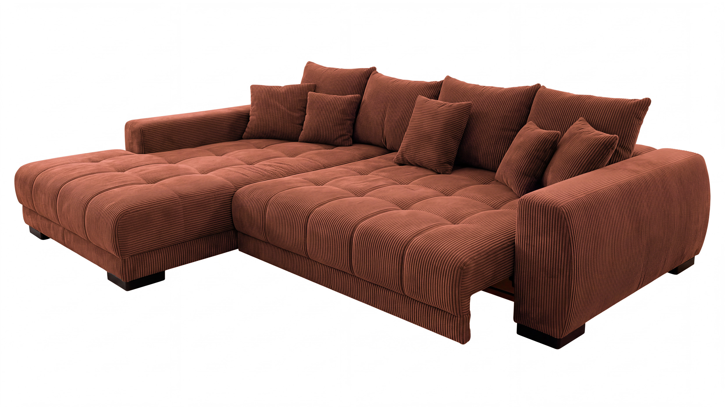 Ecksofa Cord rost elektrisch ausfahrbar 300 cm - OT links - ARTEMIS