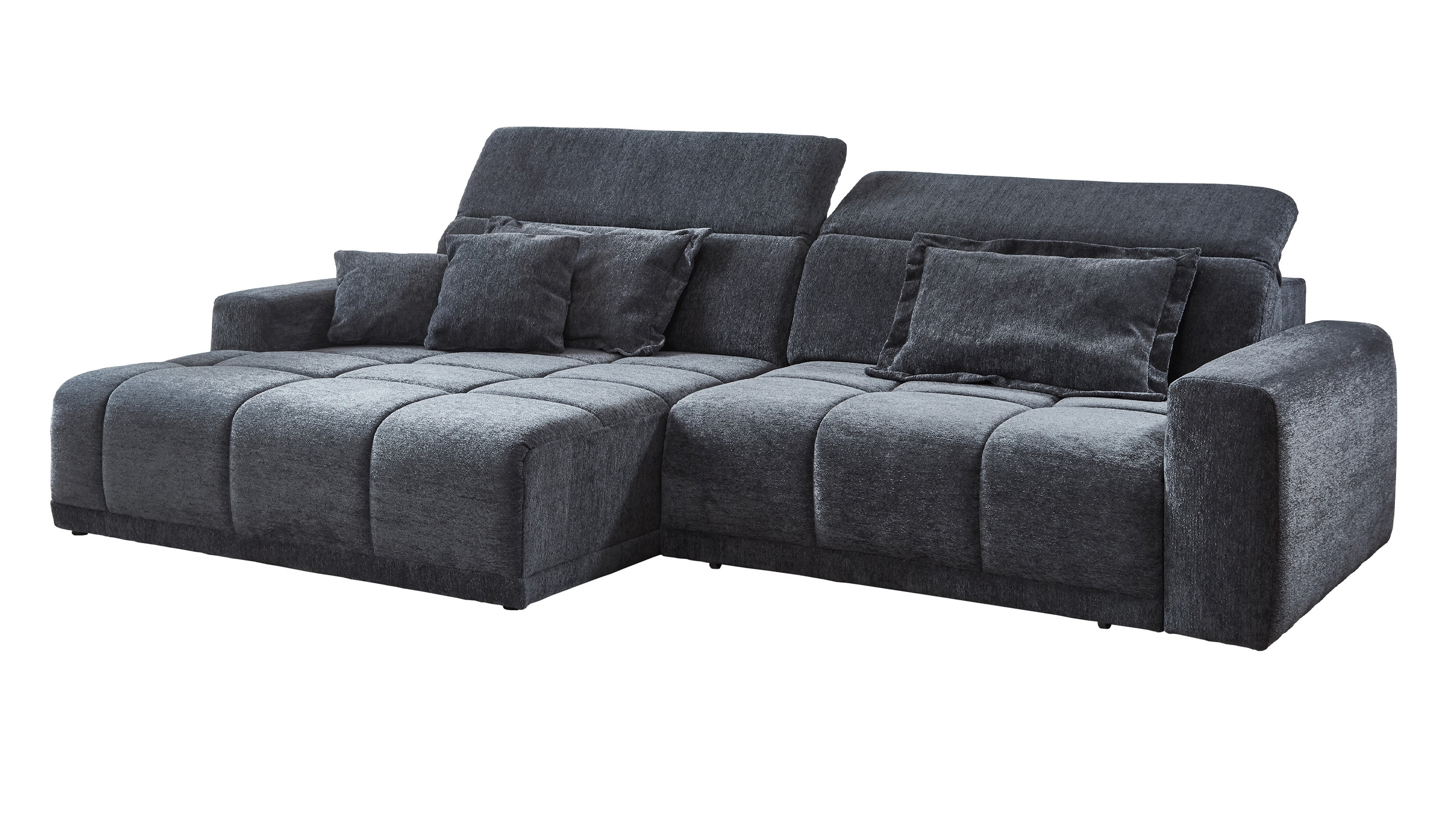 Ecksofa anthrazit - 288 x 176 cm - Sitztiefenverstellung - OT links - BROOK