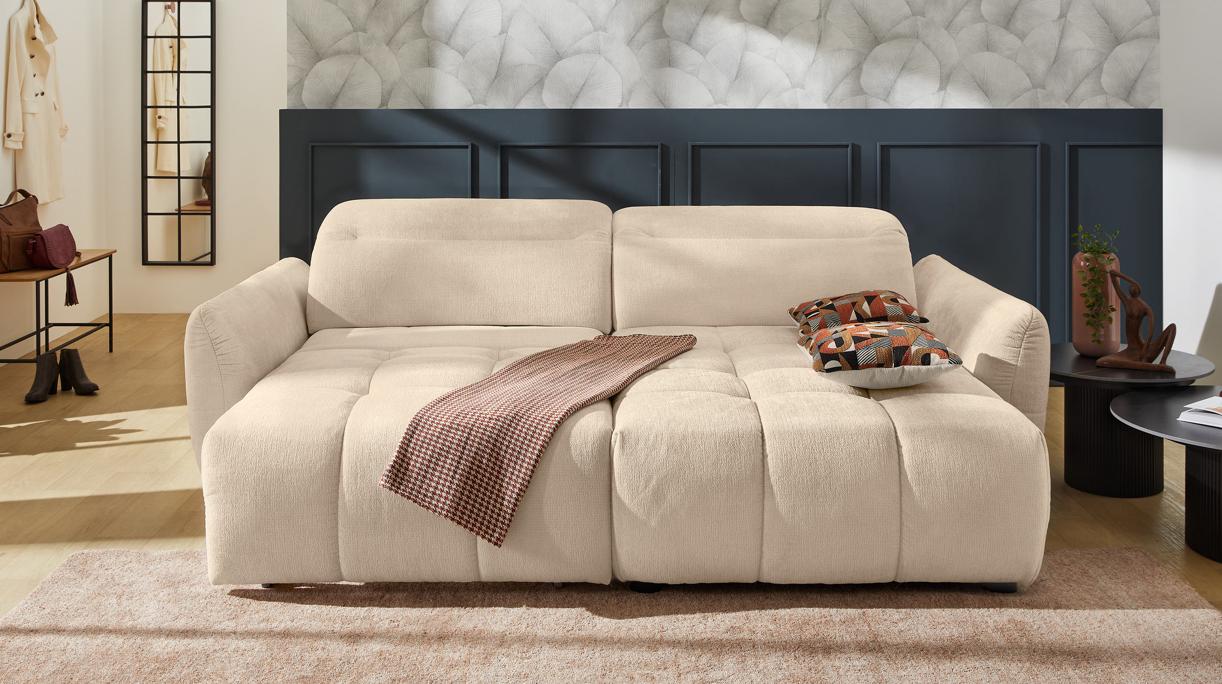 Ecksofa beige 260 x 191 cm mit Relaxfunktion - ZOOM