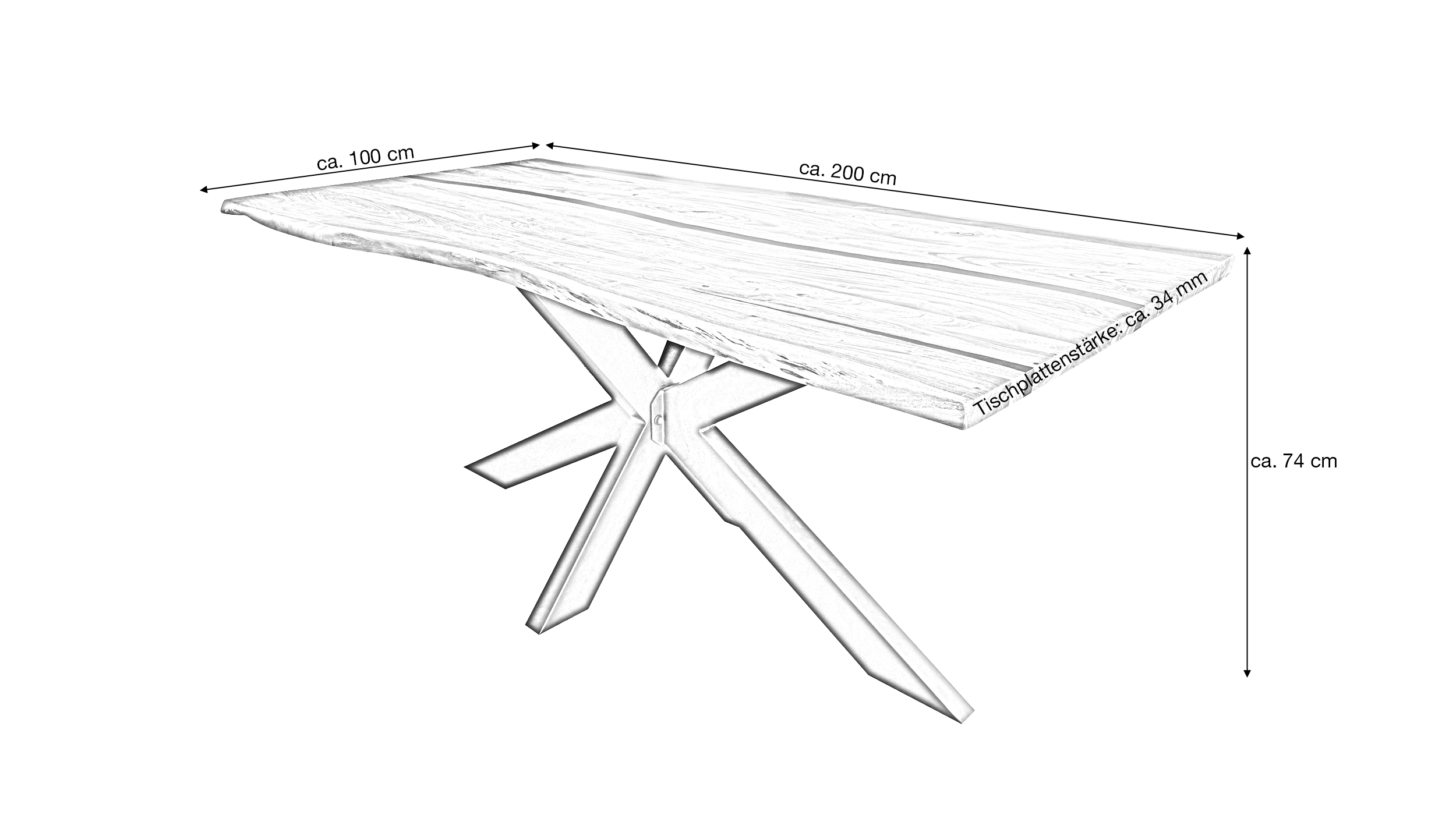 Esstisch Baumkantentisch 200 cm Akazie massiv Epoxidharz - TORVALD