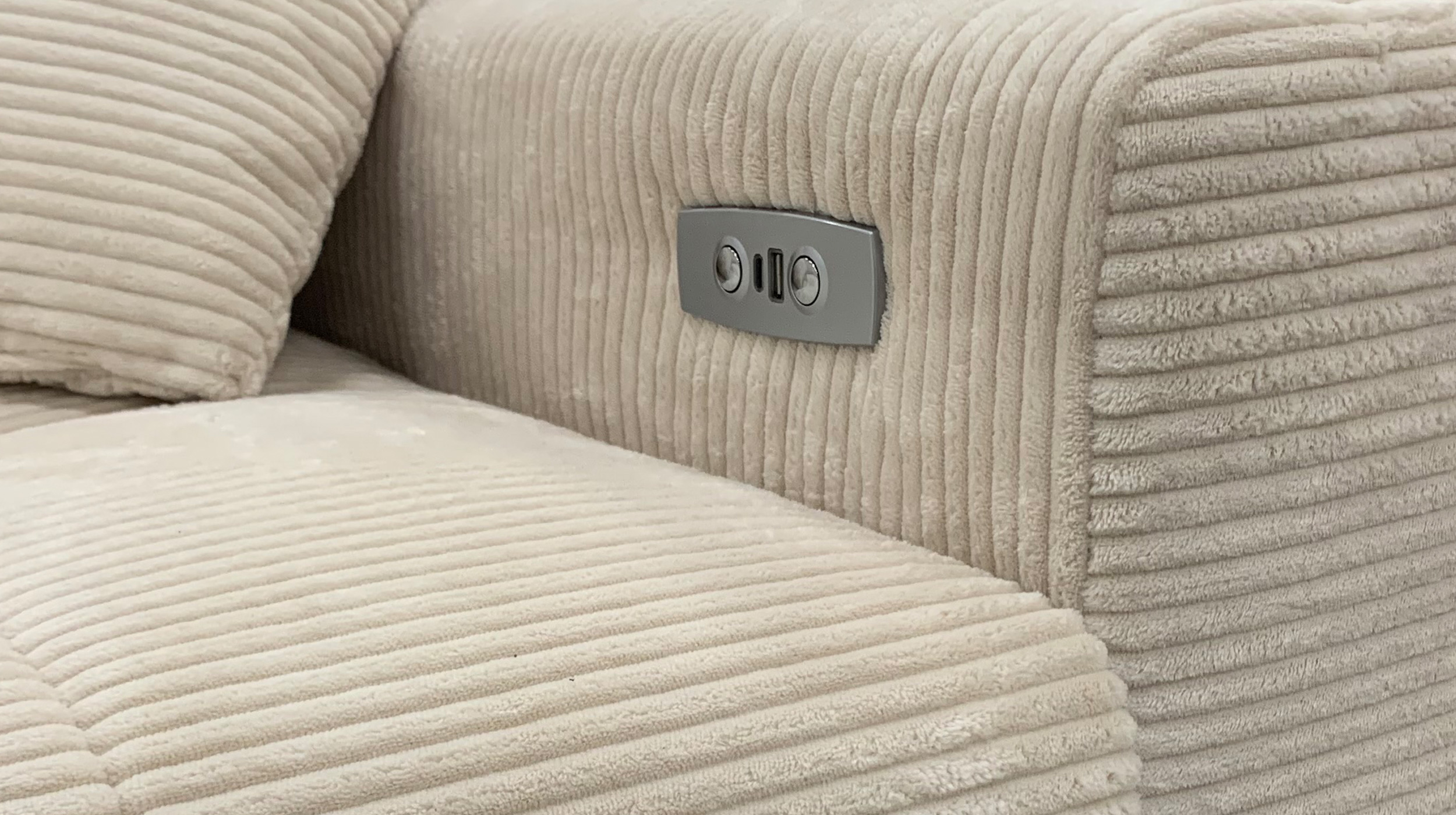 Ecksofa Cord beige ausziehbar - Sitztiefenverstellung 256 cm - OT links - SIMPLE 
