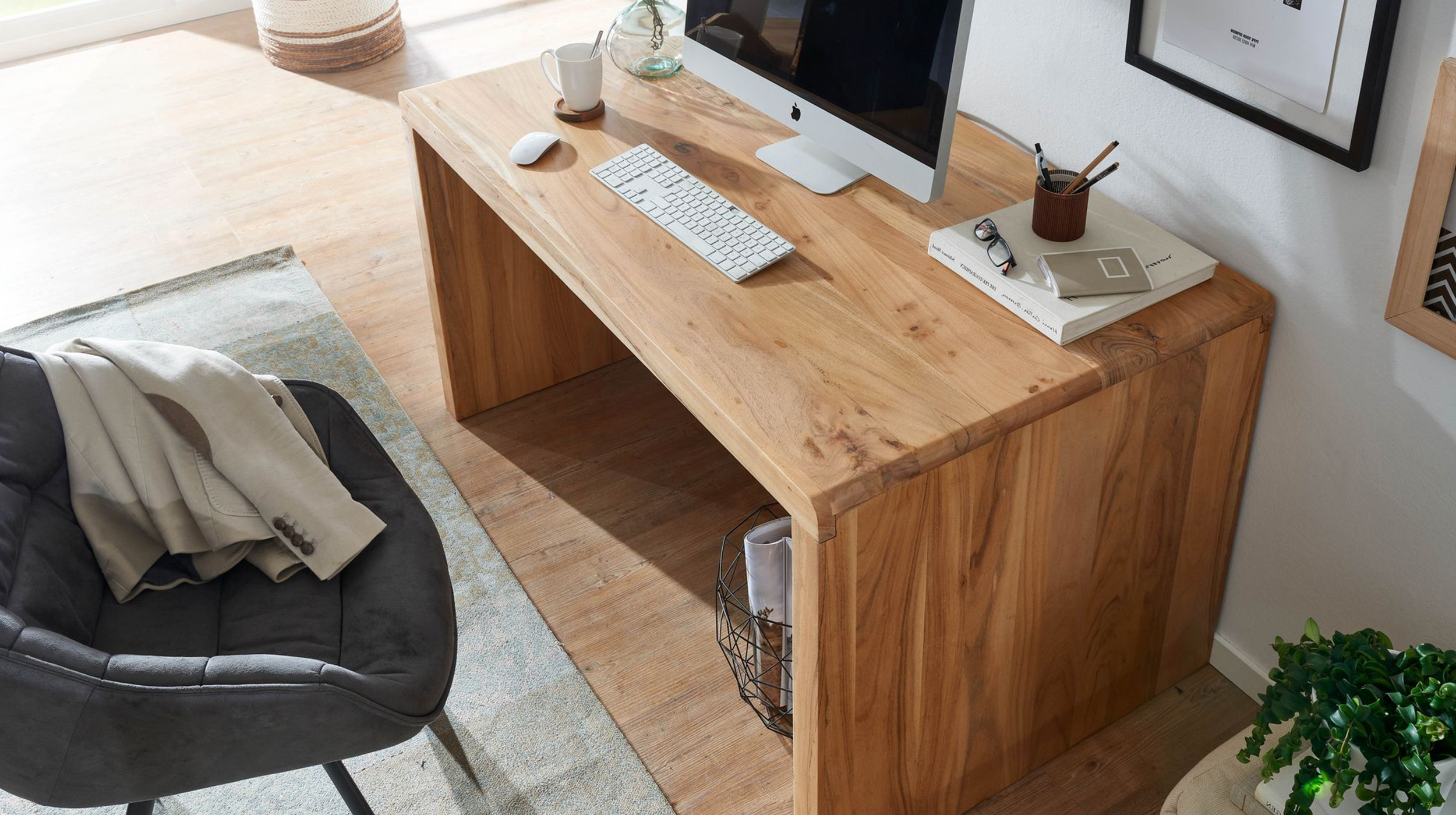 Schreibtisch Akazie Massivholz 140 x 80 cm - BOHATO