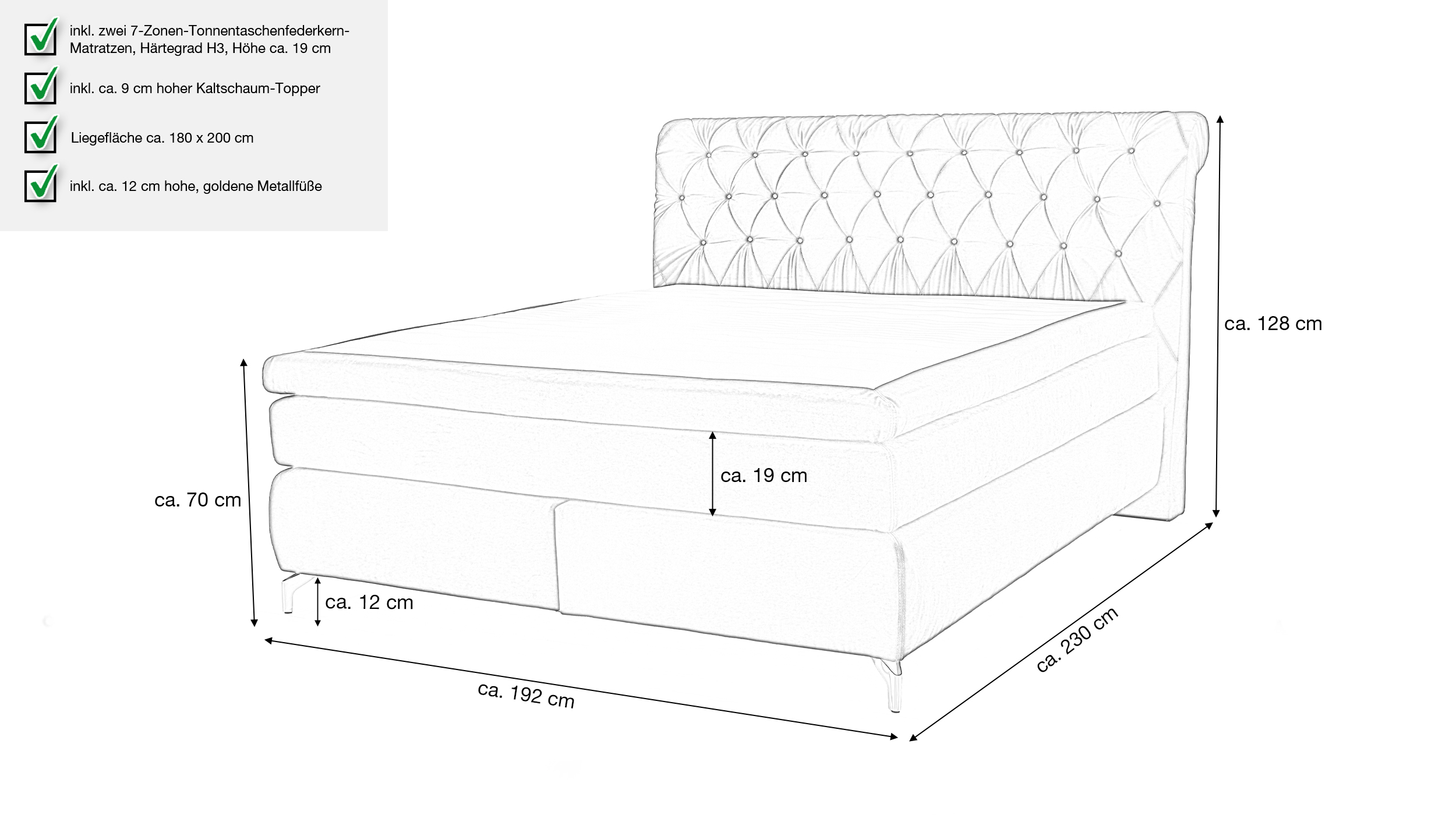 Boxspringbett 180 x 200 cm schwarz Samtlook - SANCARA