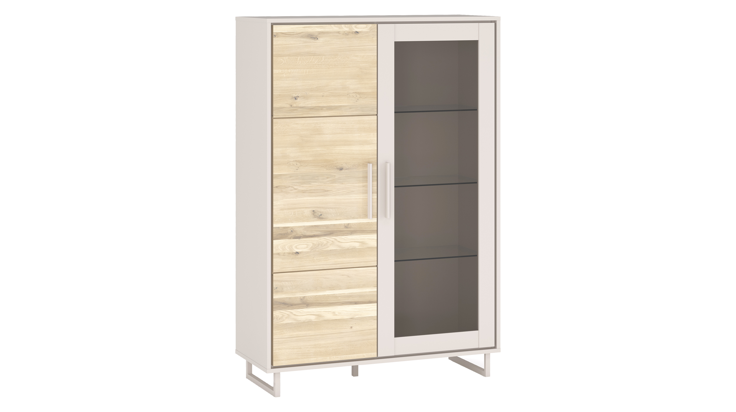Vitrine mit Glastür Eiche teilmassiv geölt Breite 102 cm - KAI 