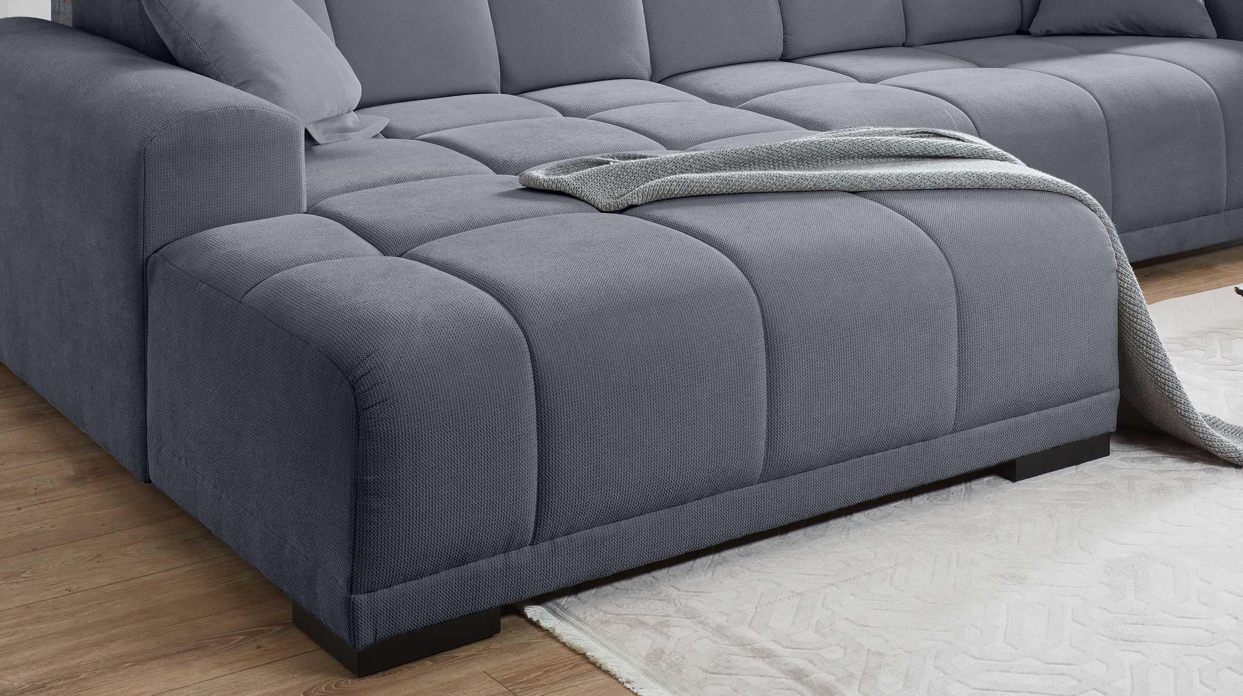 Ecksofa grau 301 x 195 cm - Sitztiefenverstellung - MASTER