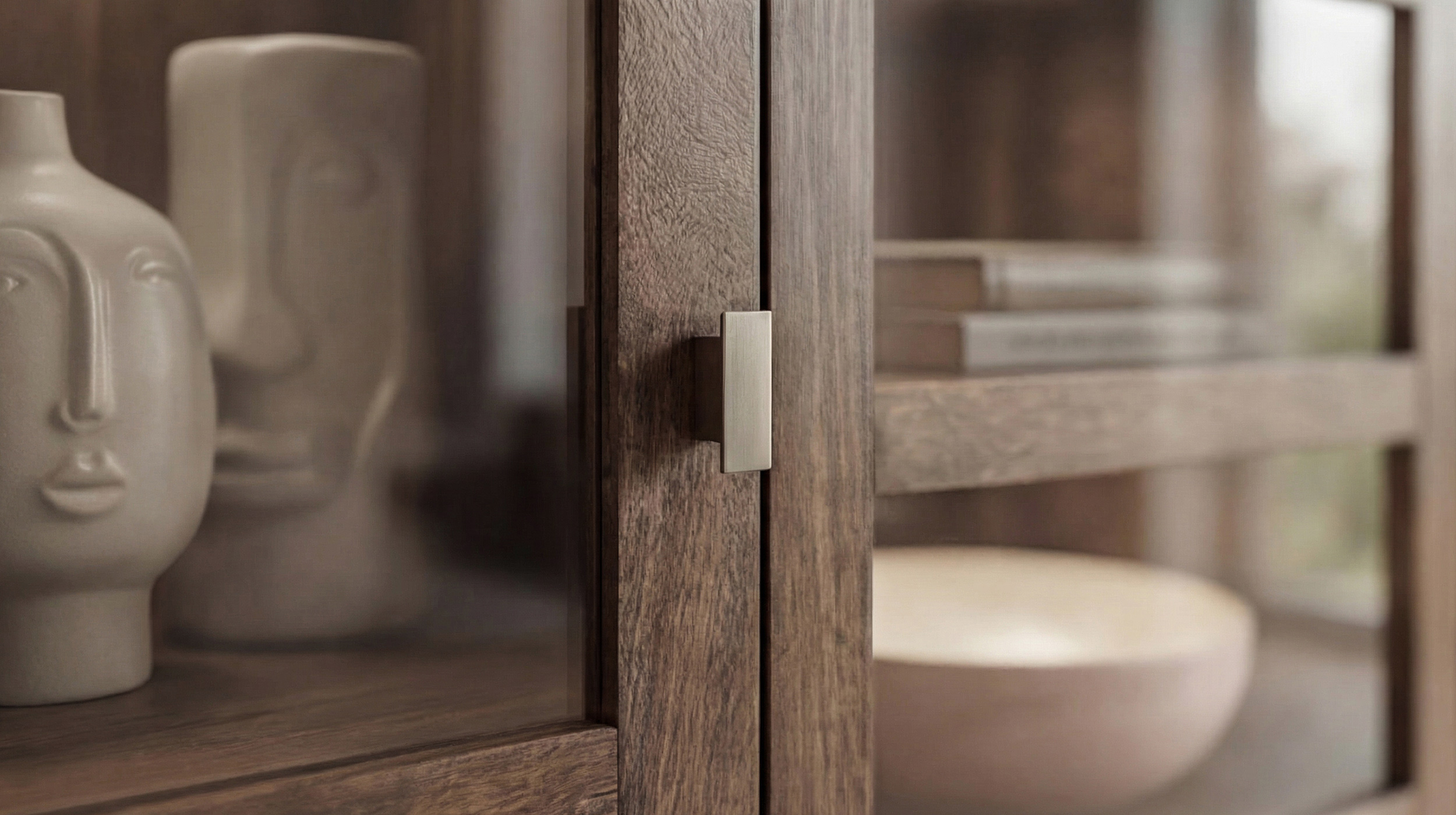 Highboard Mango massiv gebeizt montiert - Glastüren - MANGALA