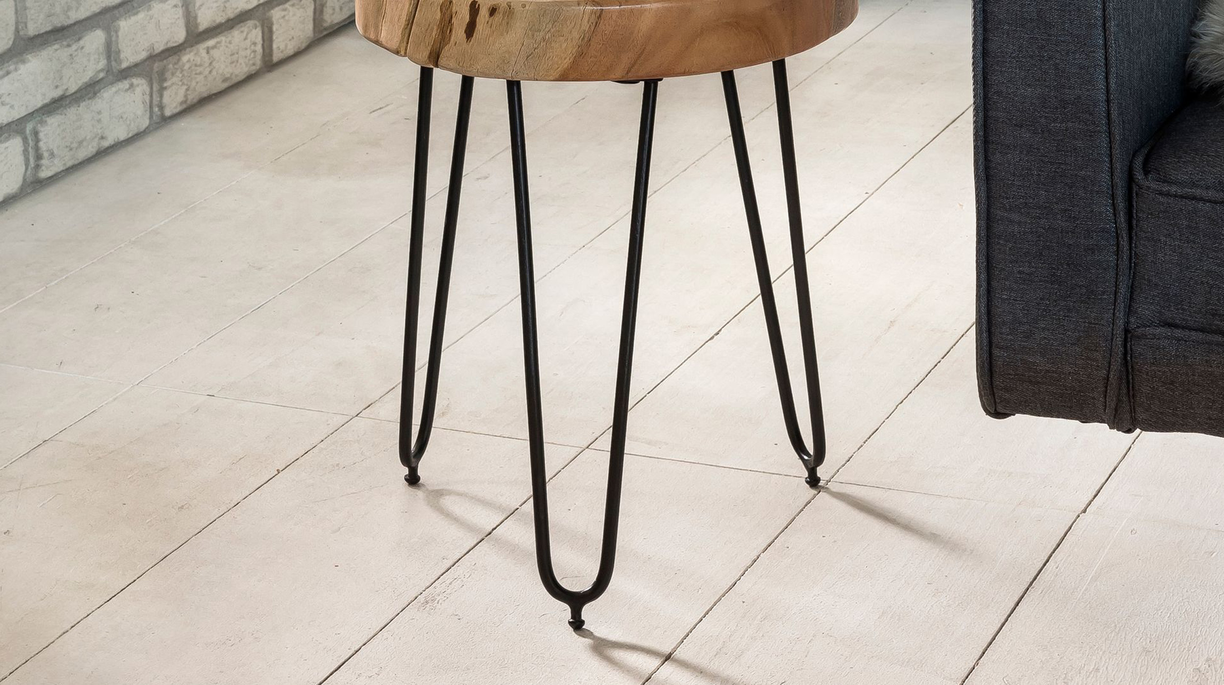 Beistelltisch Akazie massiv lackiert - rund - 35 x 45 cm - ACAS