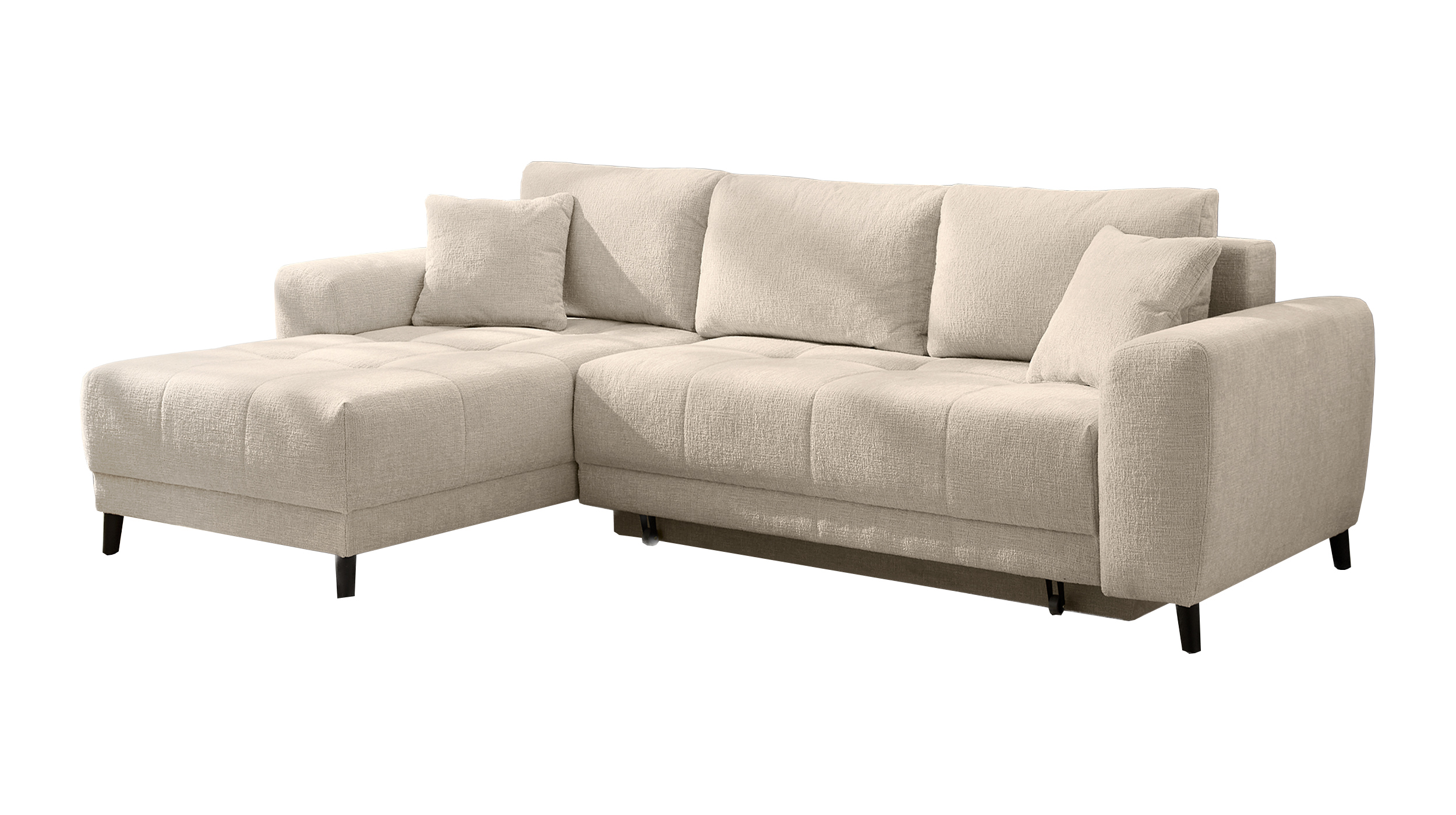 Ecksofa mit Schlaffunktion beige 251 x 172 cm - Bettkasten - BEVERLY  Ecksofa mit Schlaffunktion beige 251 x 172 cm - Bettkasten - BEVERLY