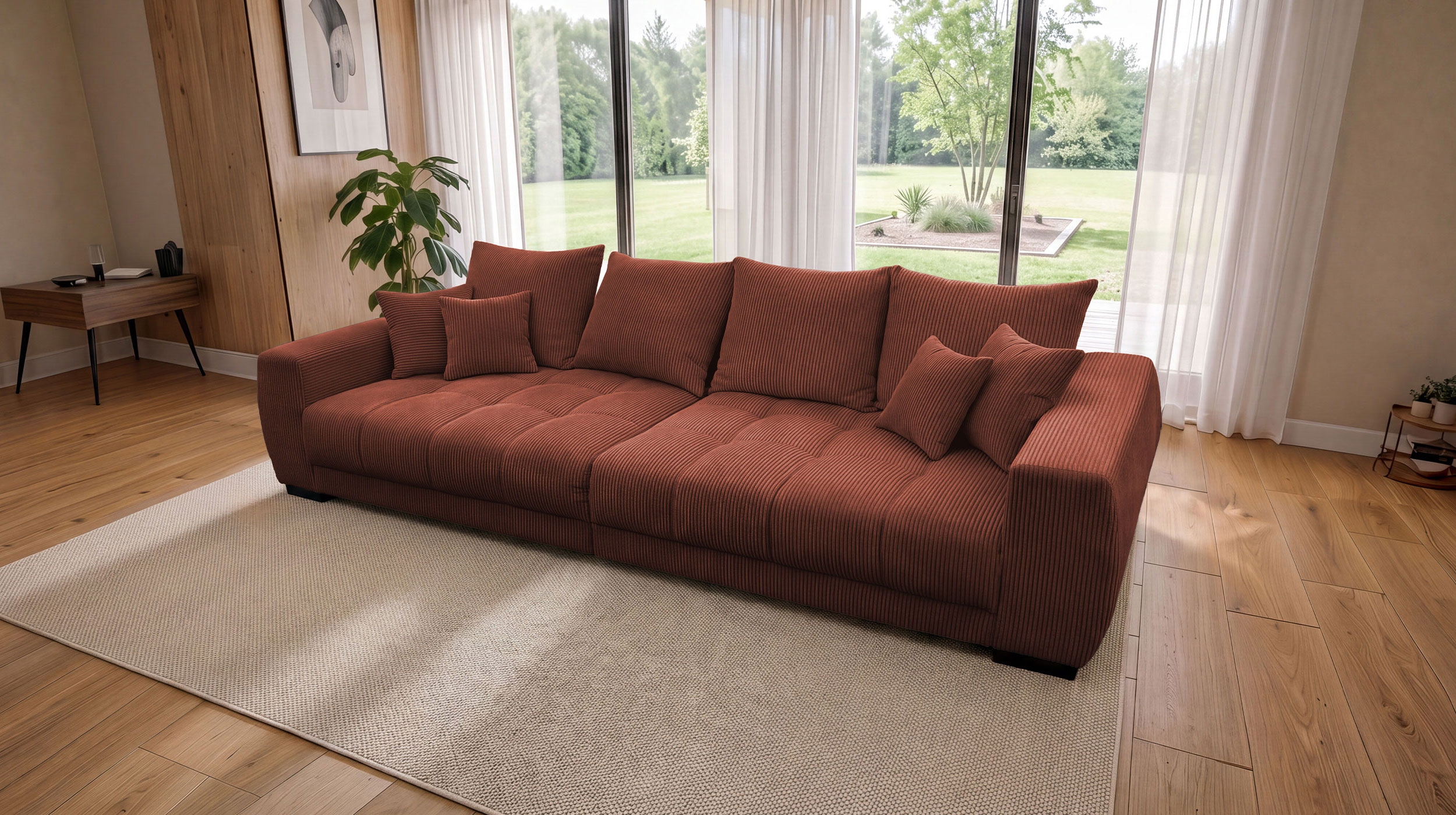 Big Sofa Cord rost mit Nosagunterfederung 300 cm - ARTEMIS