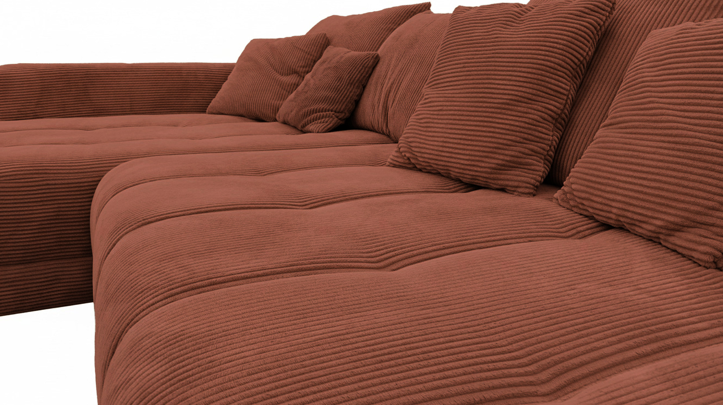 Ecksofa Cord rost elektrisch ausfahrbar 300 cm - OT links - ARTEMIS