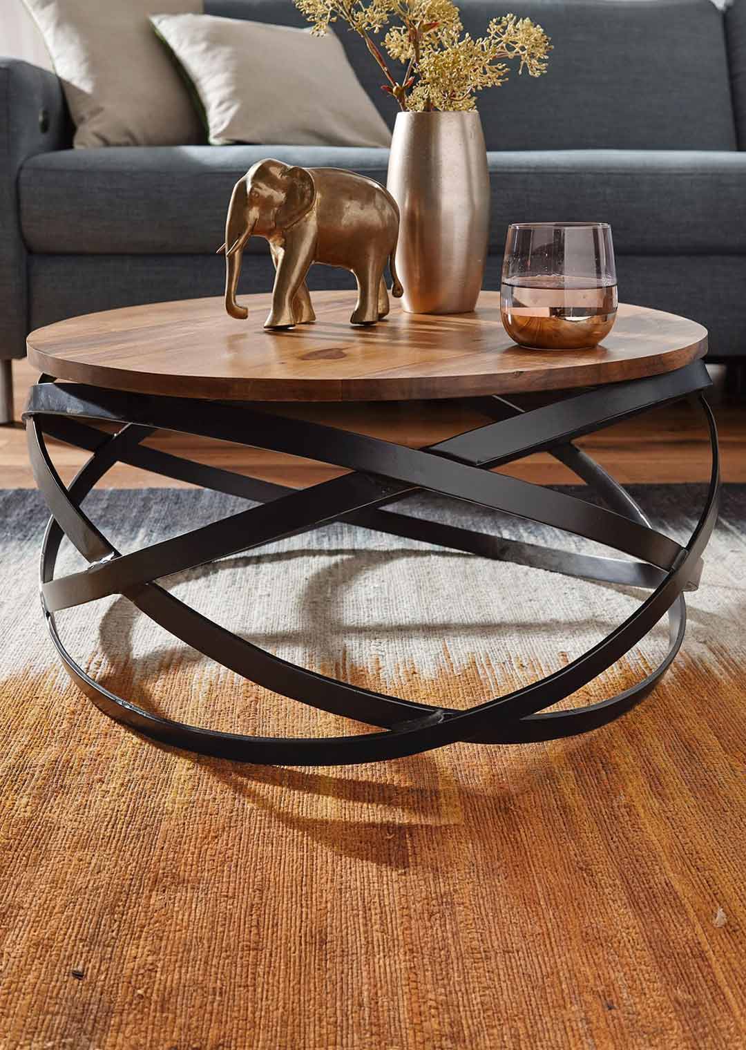 Couchtisch THALA Sheesham massiv rund 60 cm