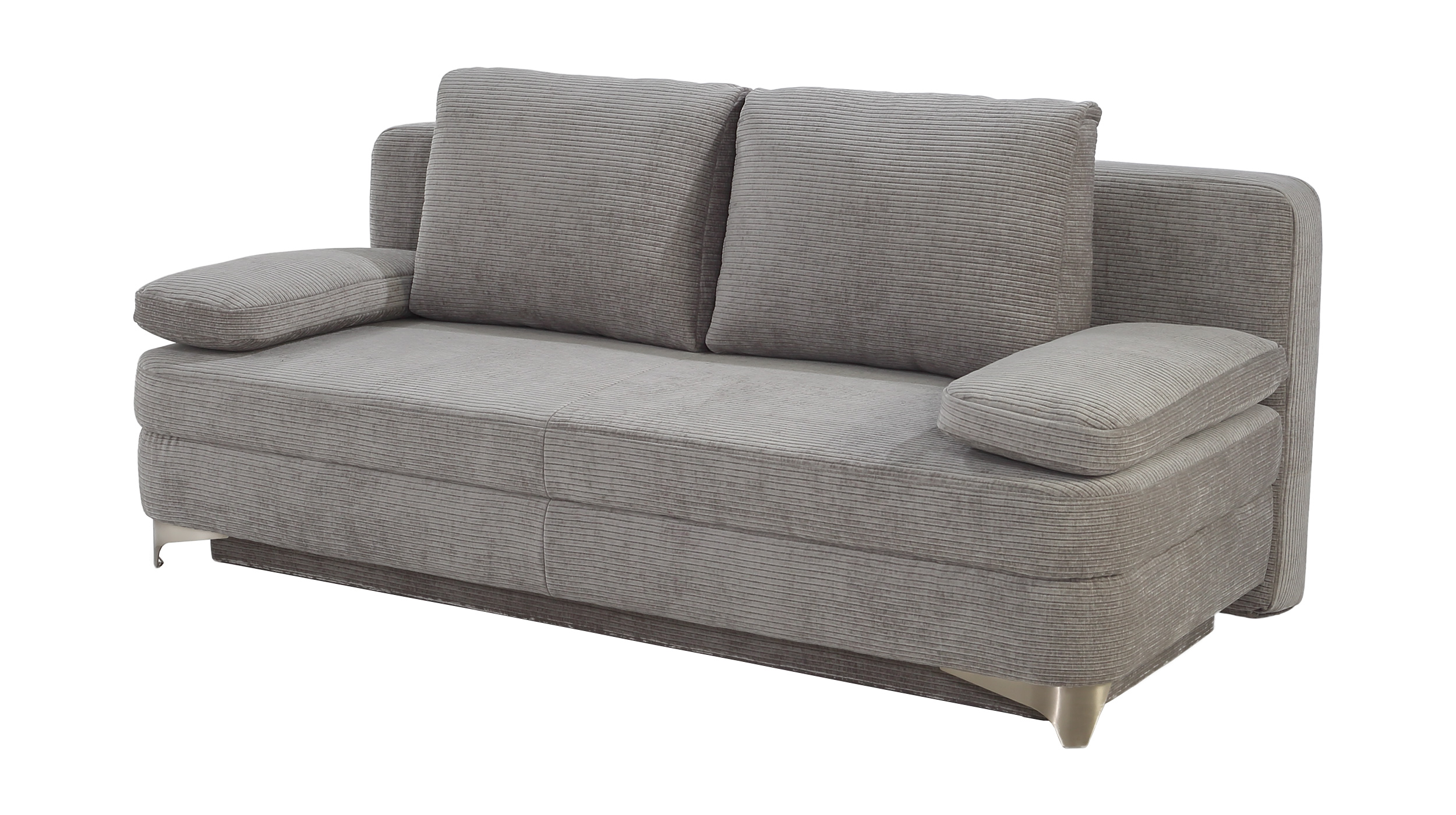 Schlafsofa Cord grau mit Bettkasten 204 cm - NOAH 