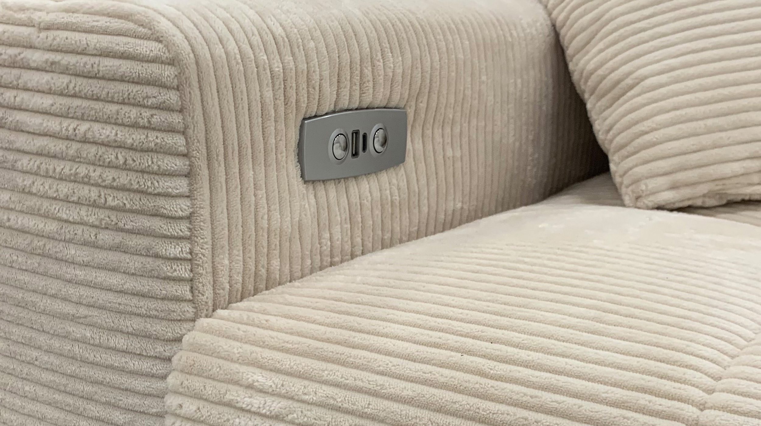 Ecksofa Cord beige ausziehbar - Sitztiefenverstellung 256 cm - OT rechts - SIMPLE