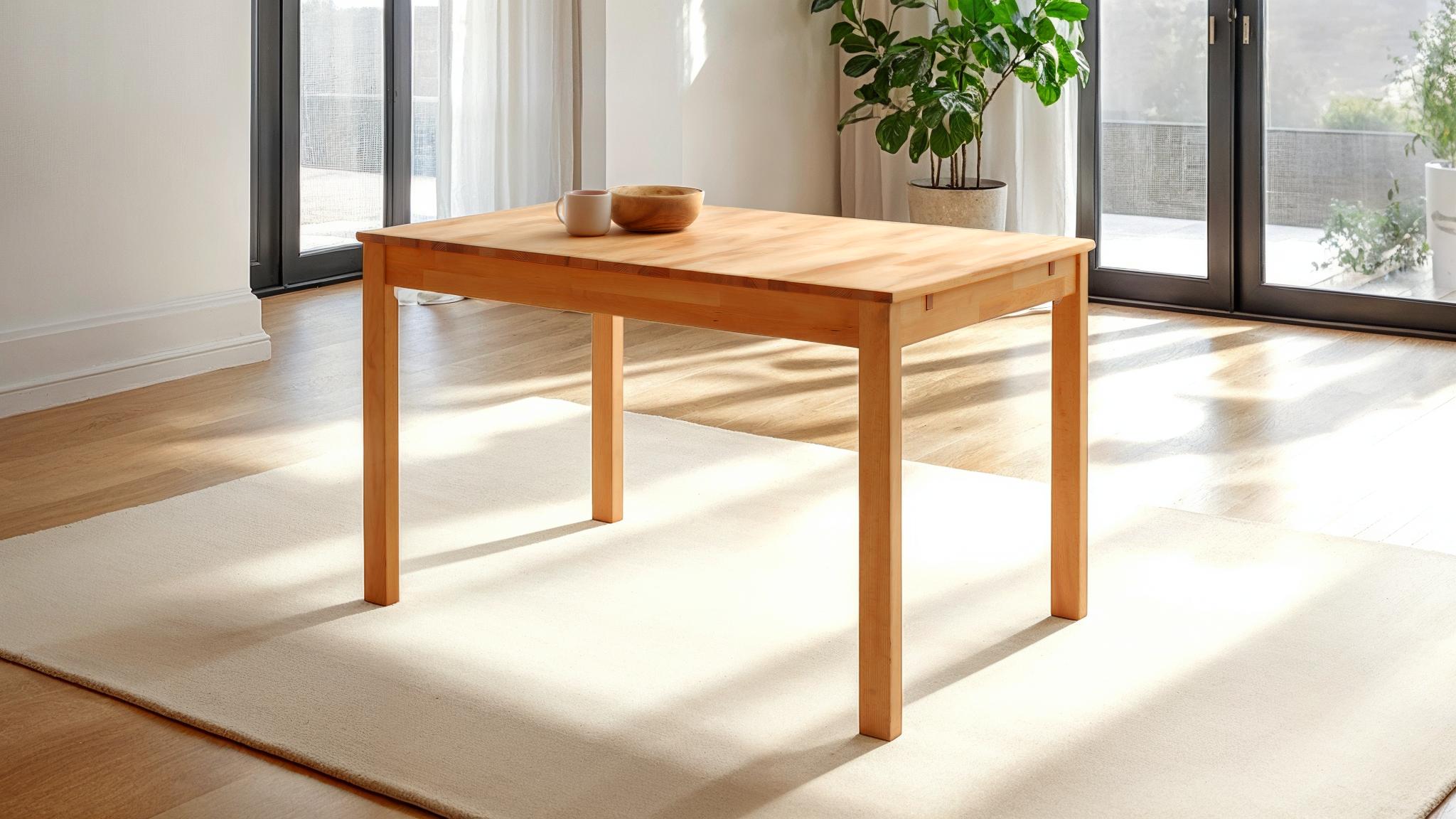 Esstisch 125 cm ausziehbar 165 cm Kernbuche massiv geölt - BASCO