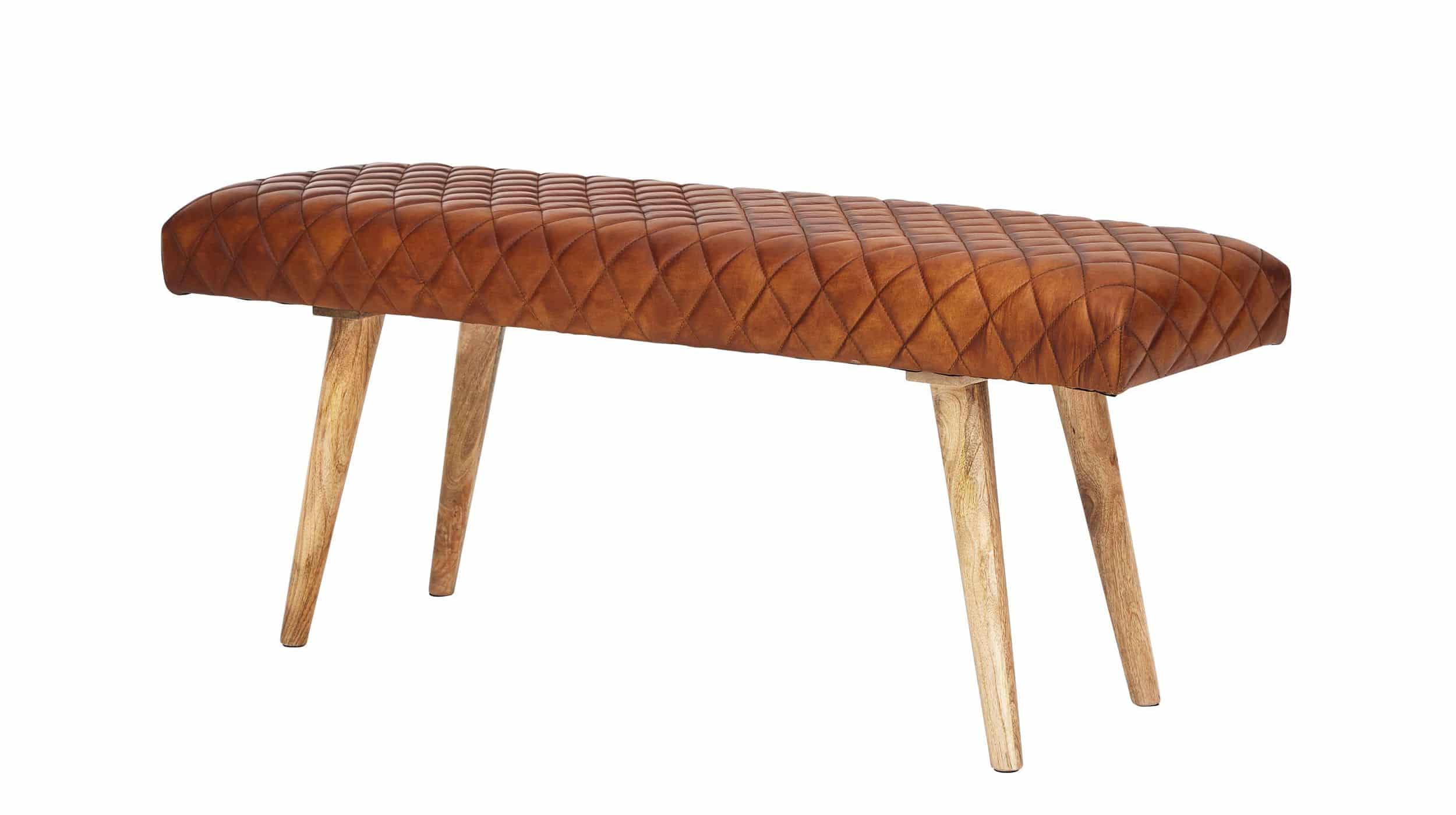 Sitzbank 115 cm echtes Leder braun Mango massiv - RIST 