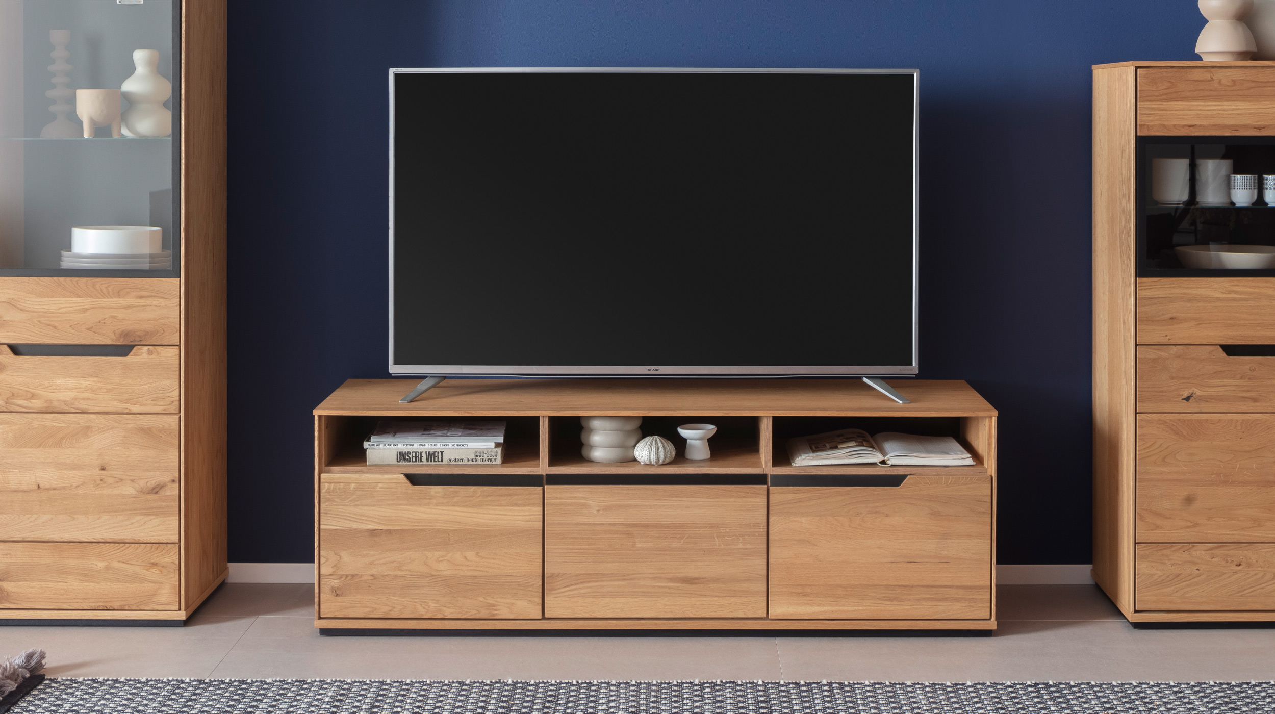 TV - Lowboard Wildeiche geölt teilmassiv 153 cm TV - Board - ARAYA
