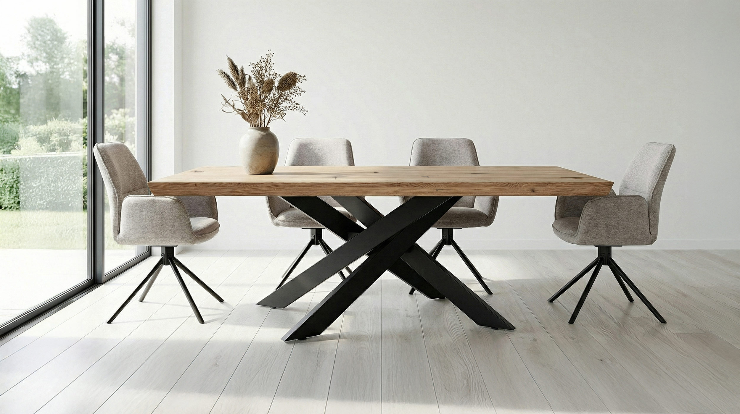 Esstisch Massivholztisch 220 x 100 cm Wildeiche geölt - AHUS
