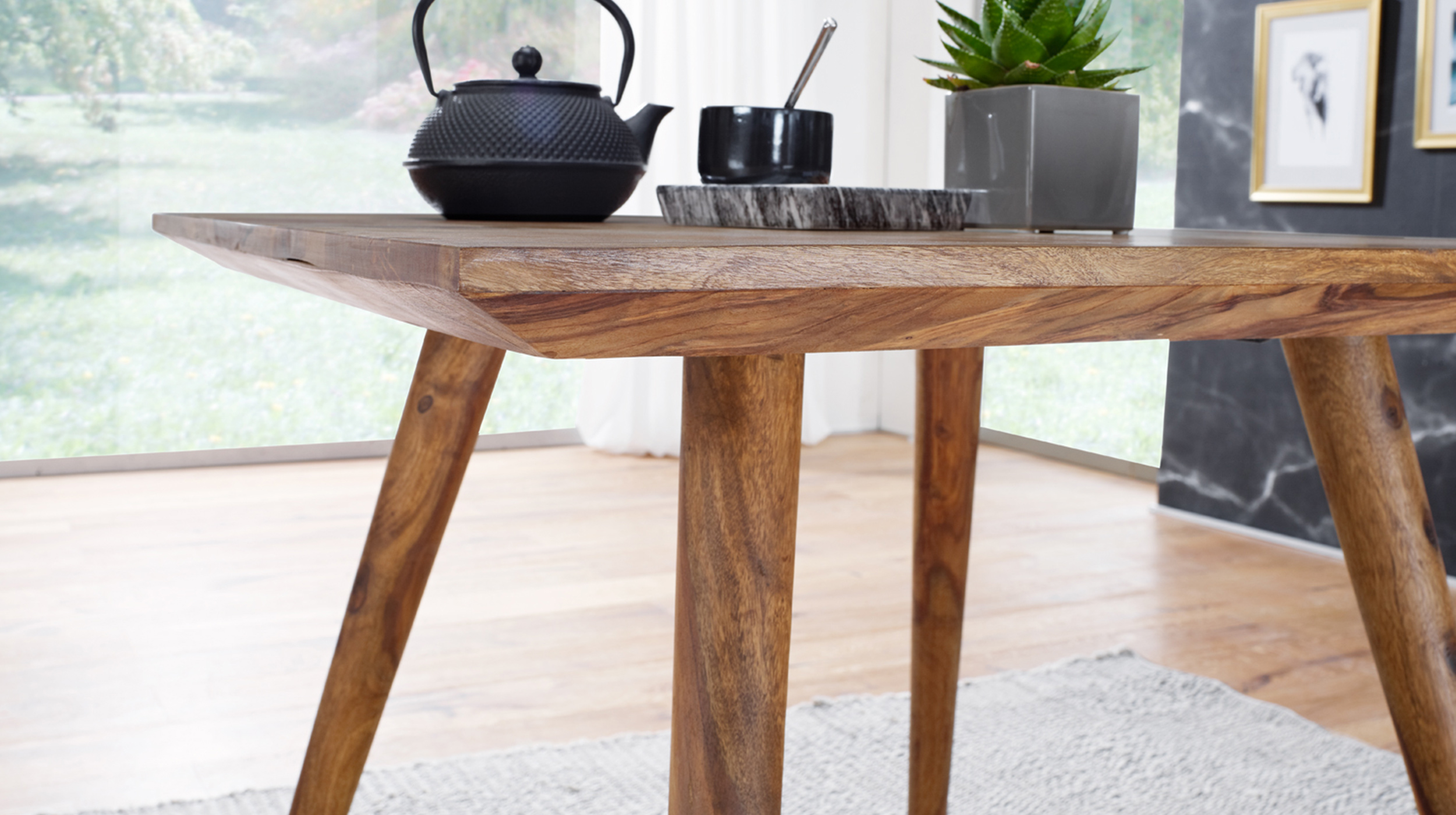 Esstisch 80 x 80 cm Sheesham massiv gebeizt - RAINE 