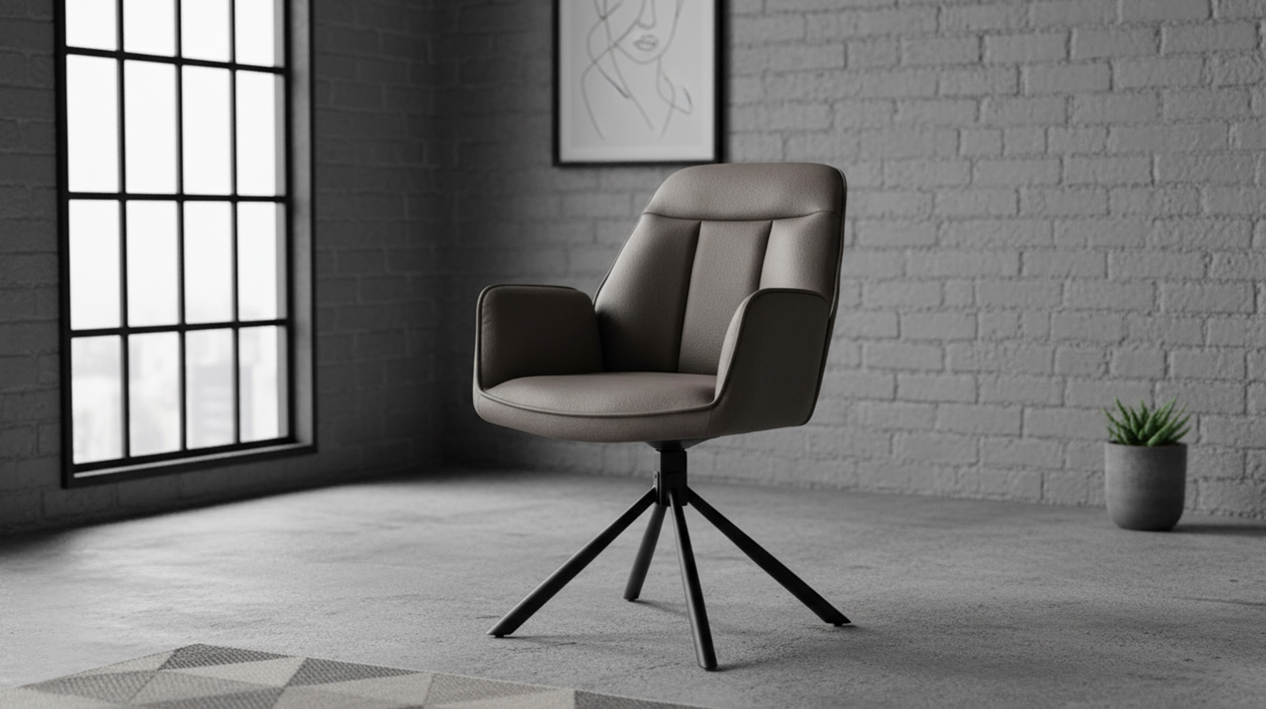 Armlehnstuhl anthrazit Drehstuhl Microfaser - RAFAELA