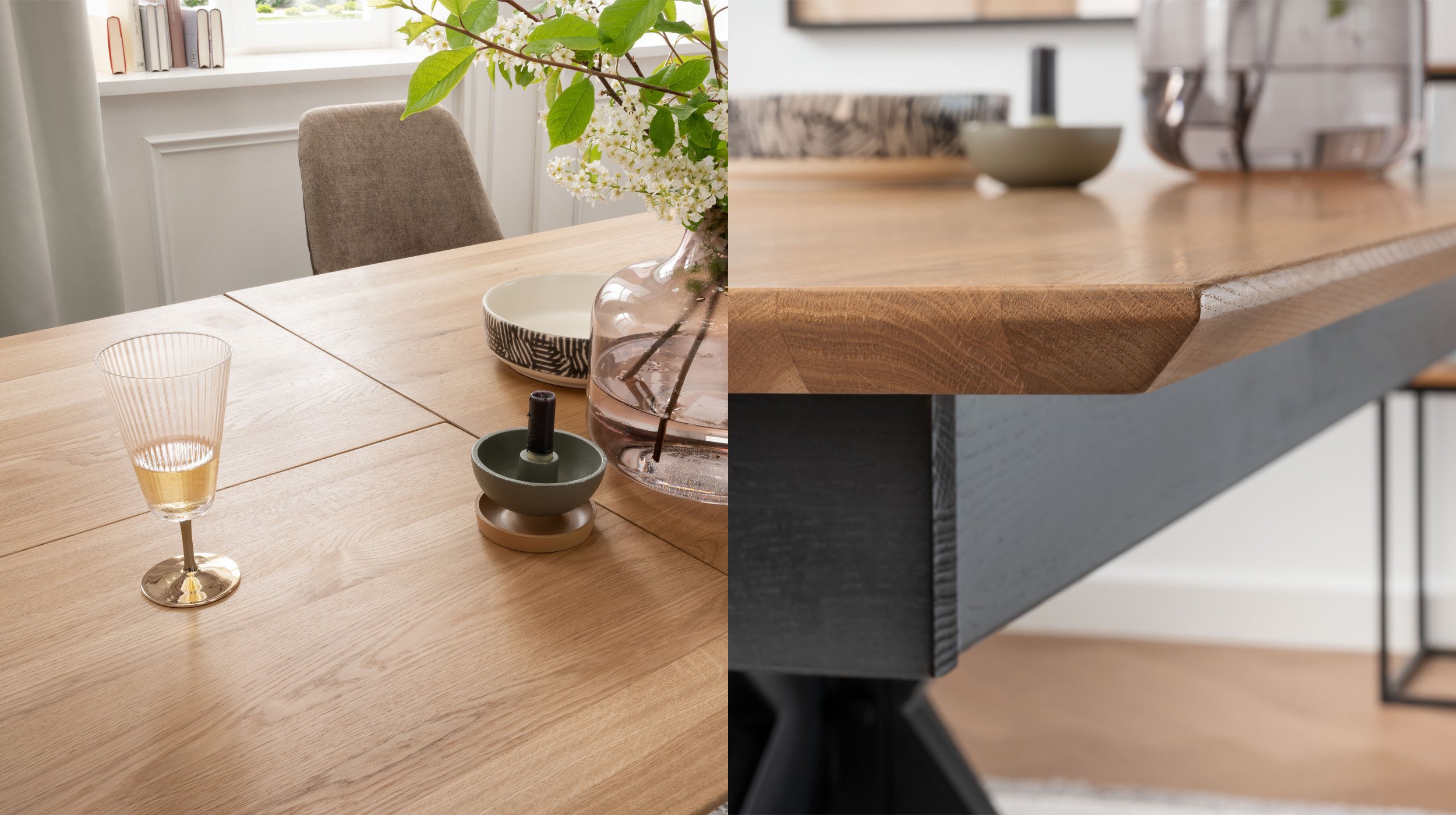 Esstisch Massivholztisch 180 cm Wildeiche ausziehbar - RICARDO