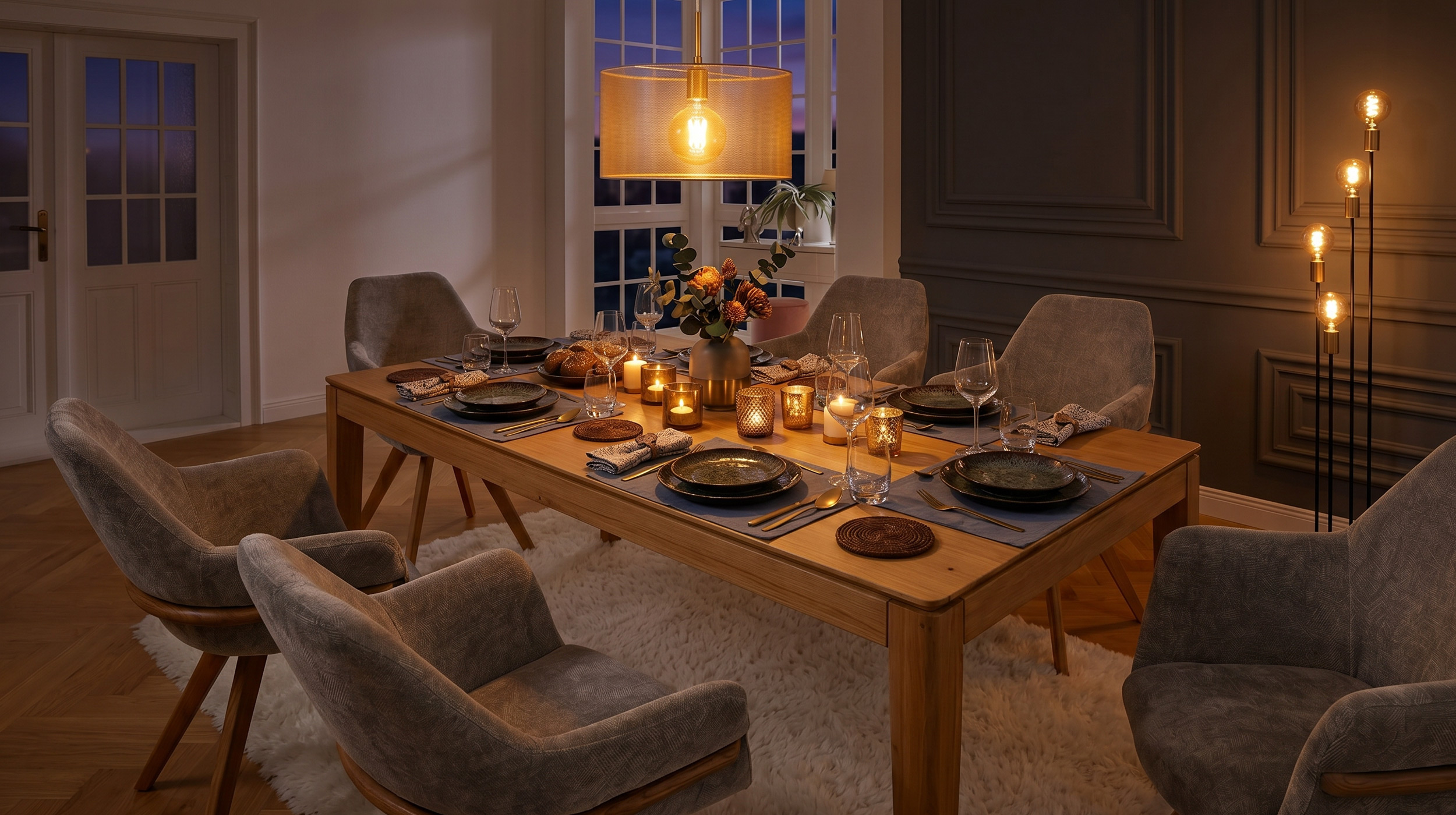 Esstisch ausziehbar 160-245 cm Massivholz Wildeiche geölt - FLAVIA