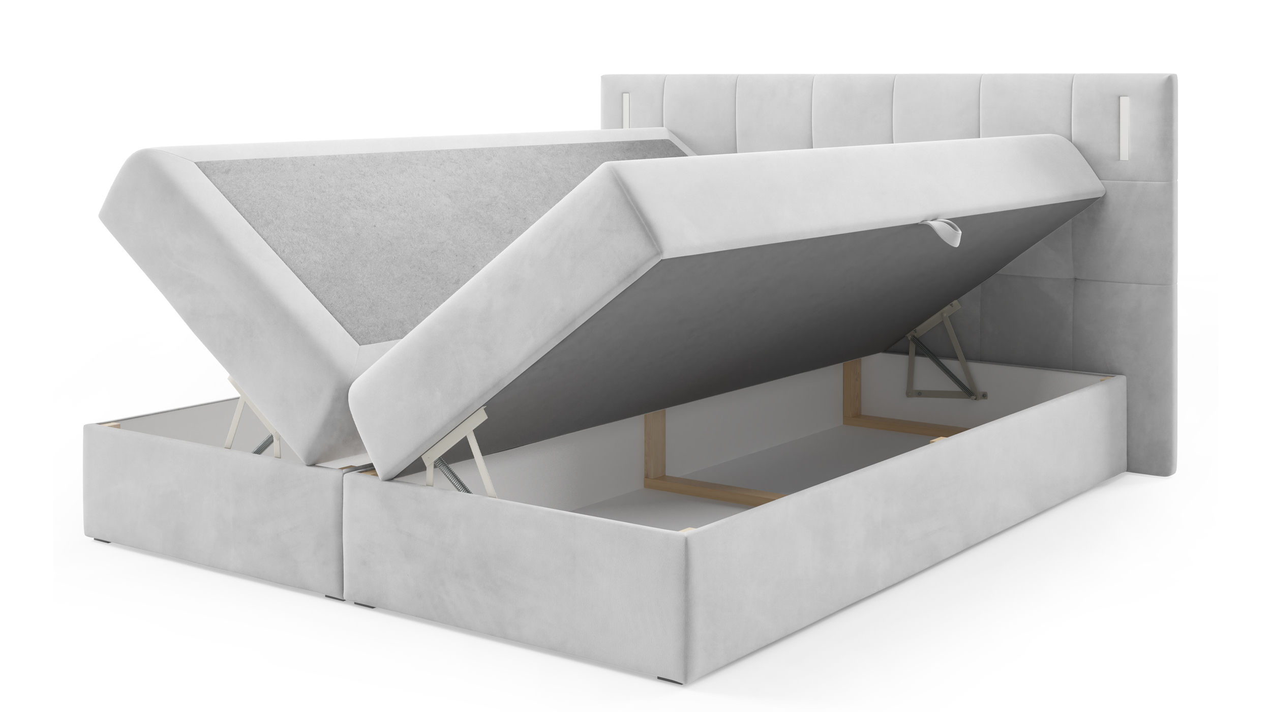 Boxbett 160 x 200 cm mit Bettkasten grau Samtbezug - DALIO