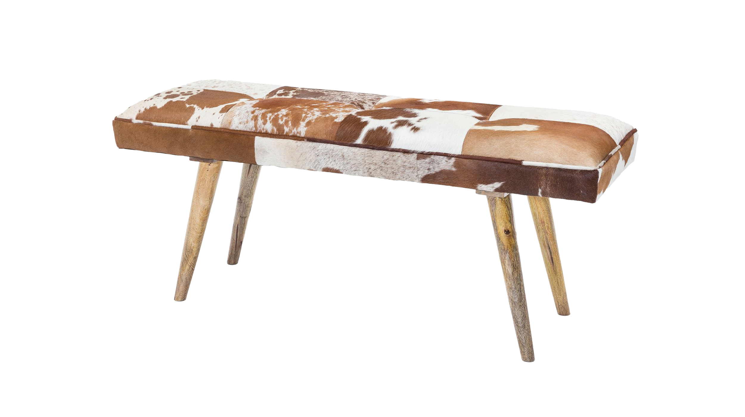 Sitzbank 120 cm echtes Leder Mango massiv lackiert - VIDAR