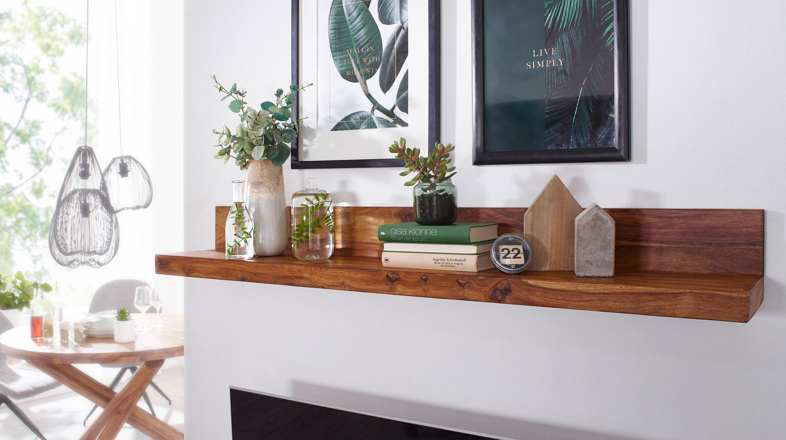 Wandboard Sheesham massiv gebeizt - 140 cm - MIKKEL