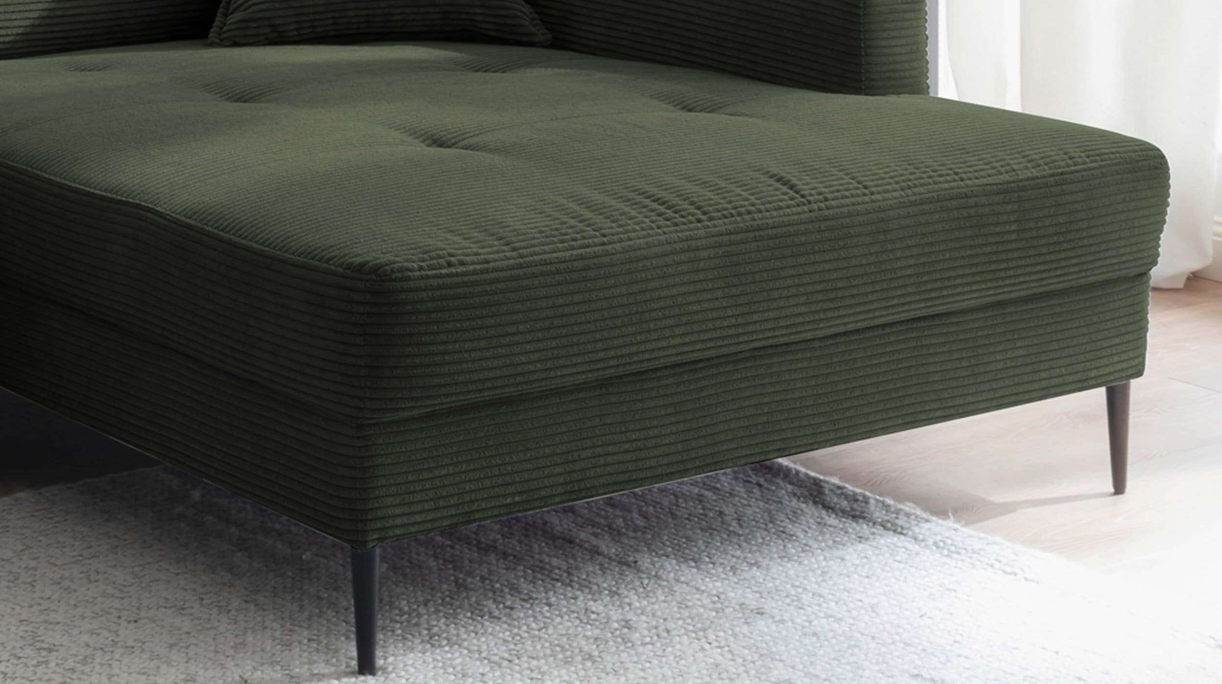 Ecksofa Cordbezug dunkelgrün 276 x 173 cm - SUMMER