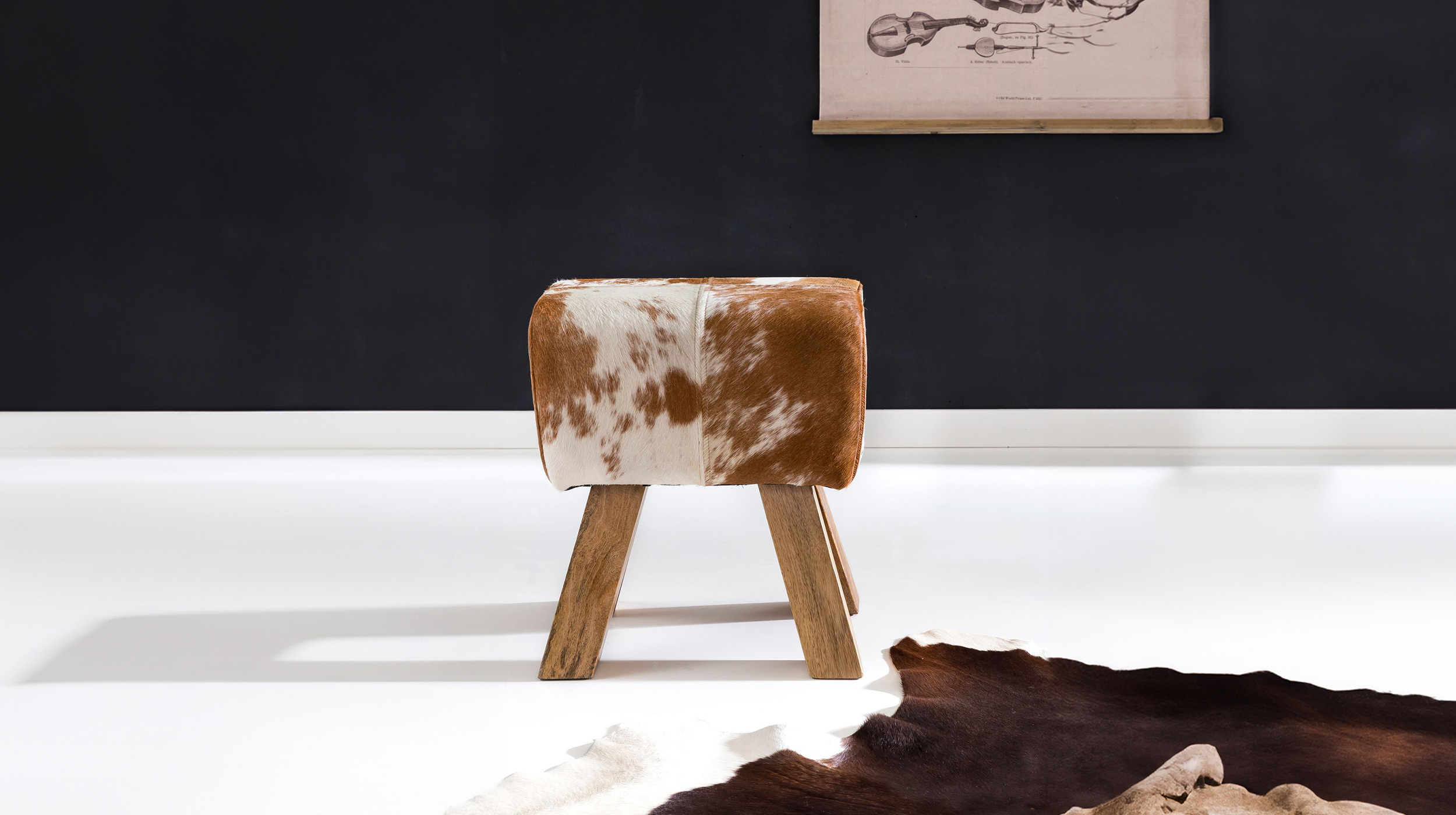 Sitz- & Fußhocker Echtleder Mango massiv lackiert - VENROS