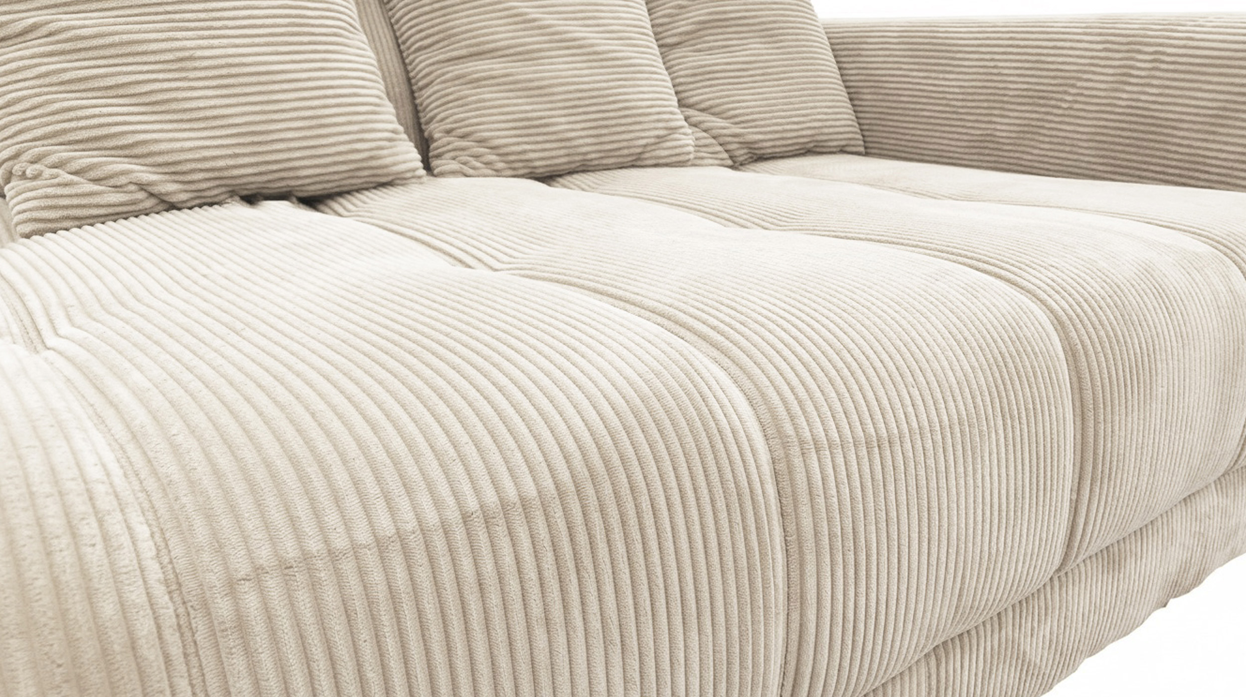 Ecksofa Cord beige elektrisch ausfahrbar 300 cm - OT links - ARTEMIS