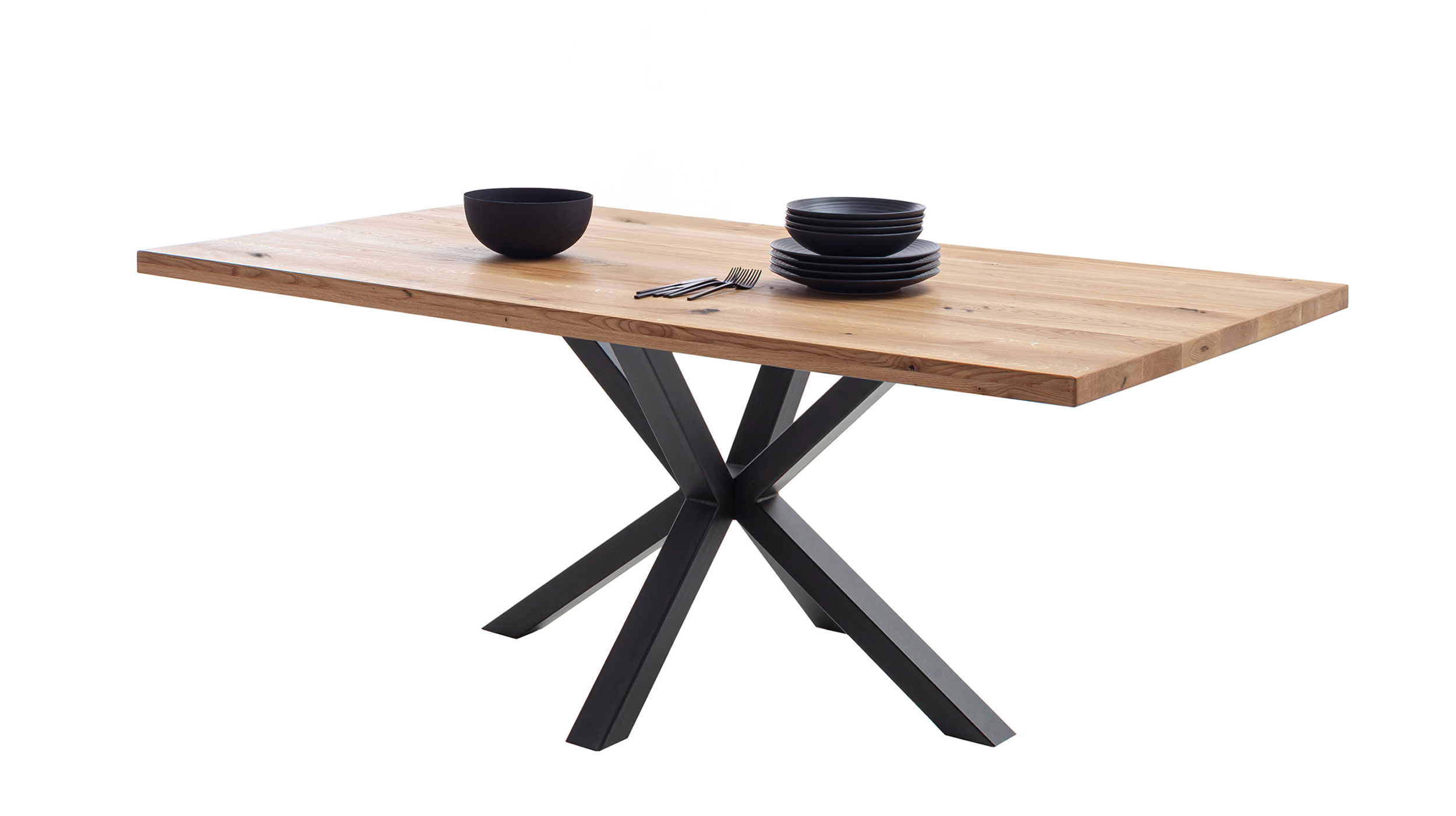 Esstisch Massivholztisch 160 cm massiv Wildeiche geölt - DEBA