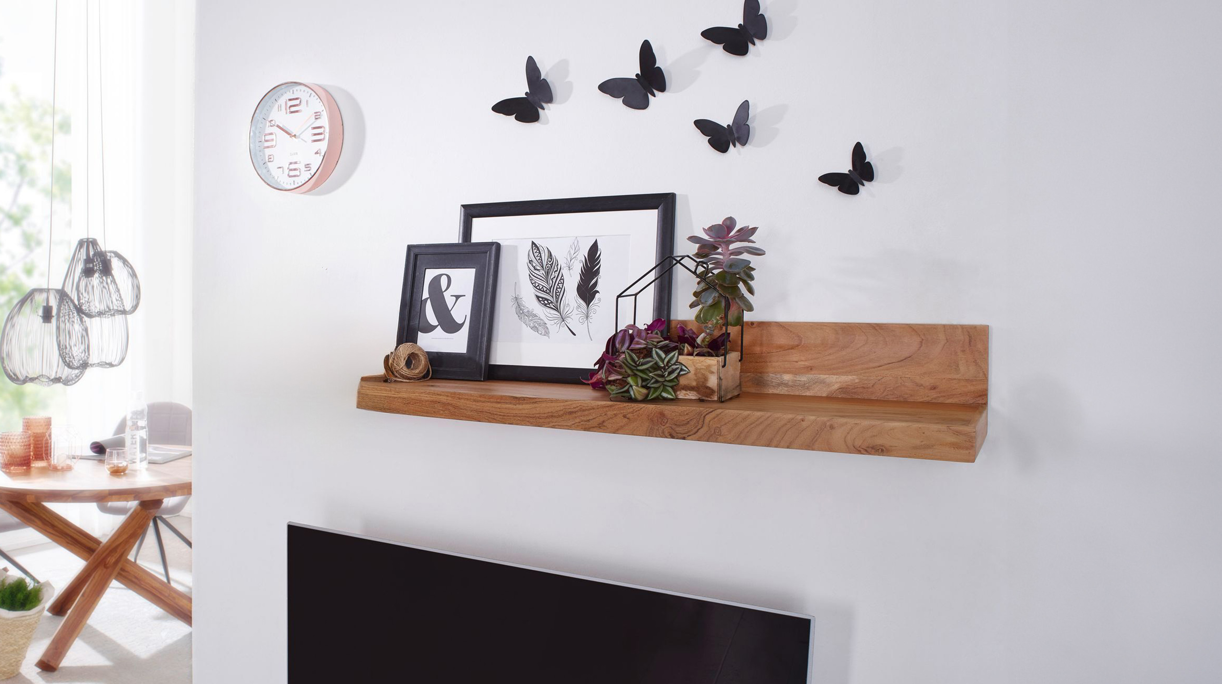 Wandboard Akazie massiv lackiert - 80 cm - METTE 