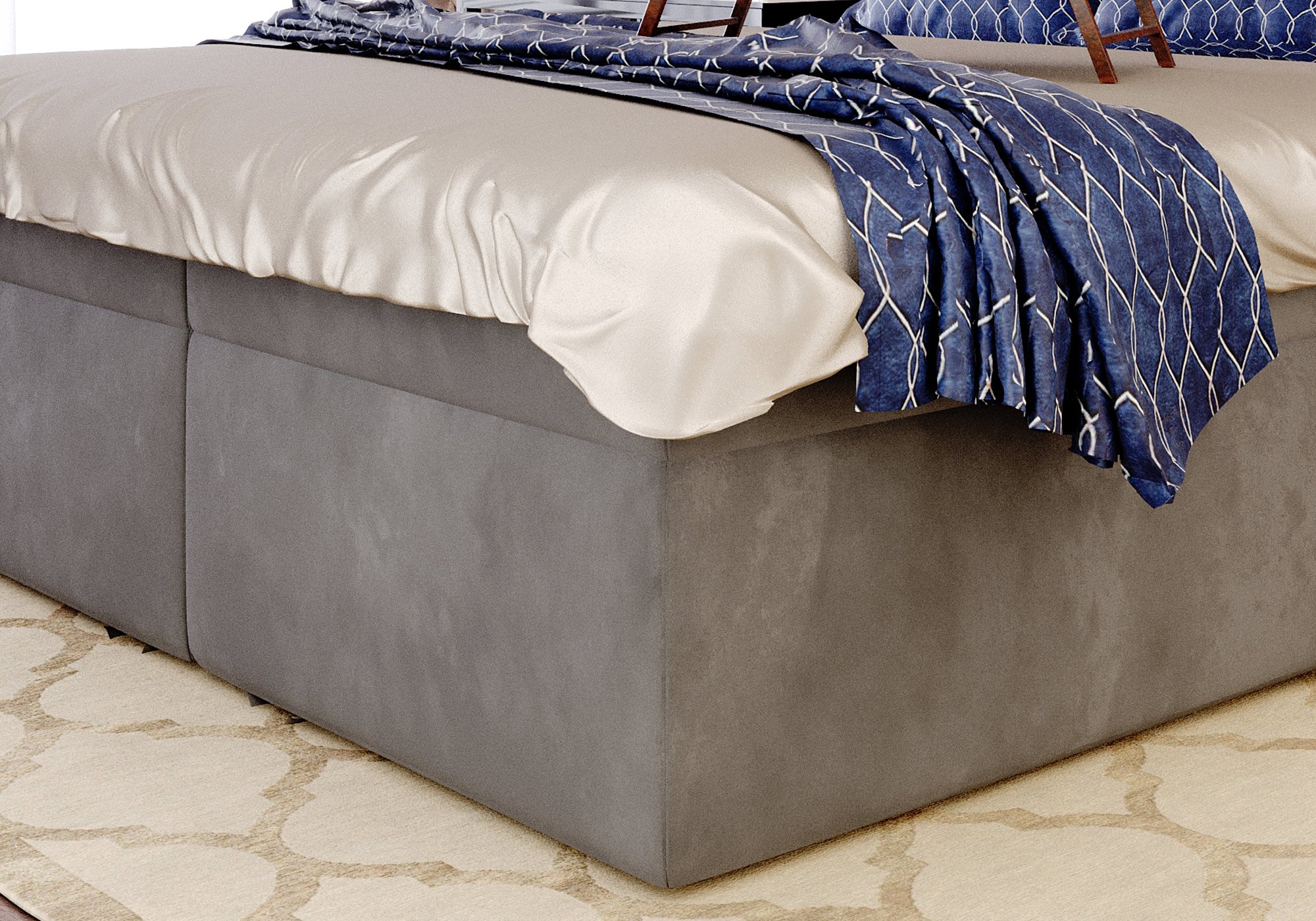 Boxbett 160 x 200 cm grau Bettkasten - DIEGO