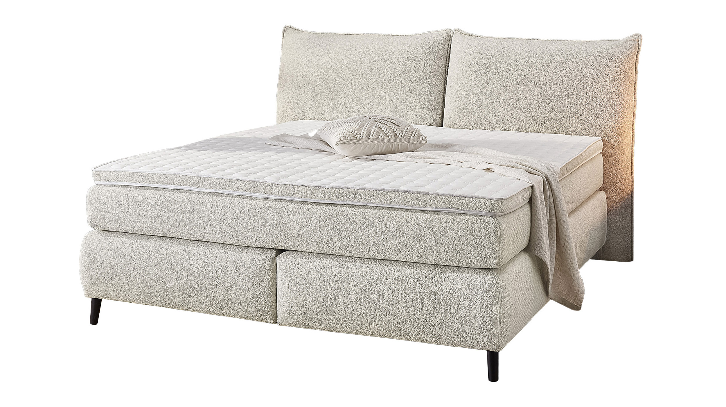 Boxspringbett 180 x 200 cm beige Stoffbezug - HACIENDA