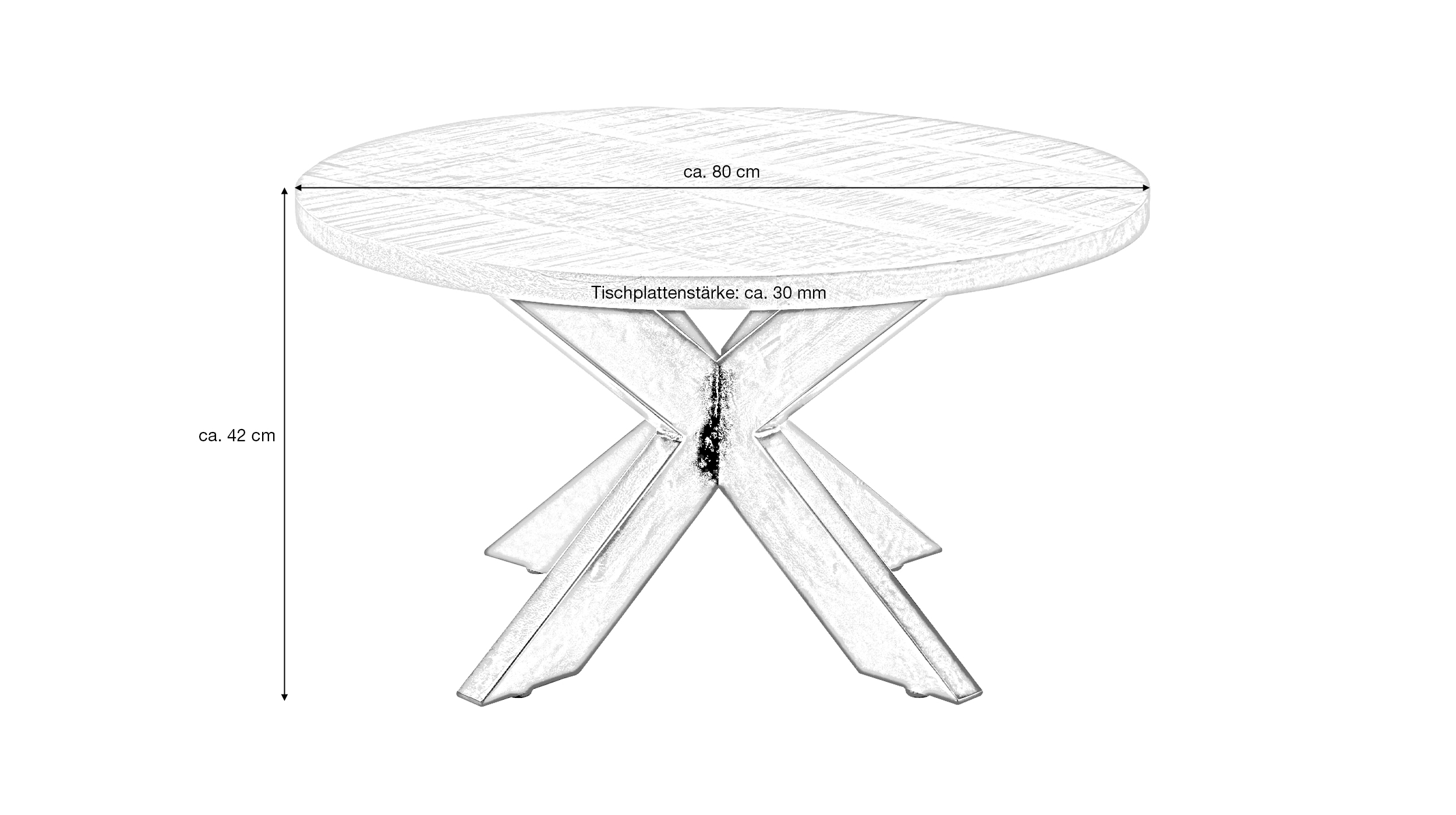 Couchtisch Massivholz rund - 80 x 80 cm - Mango - ACE