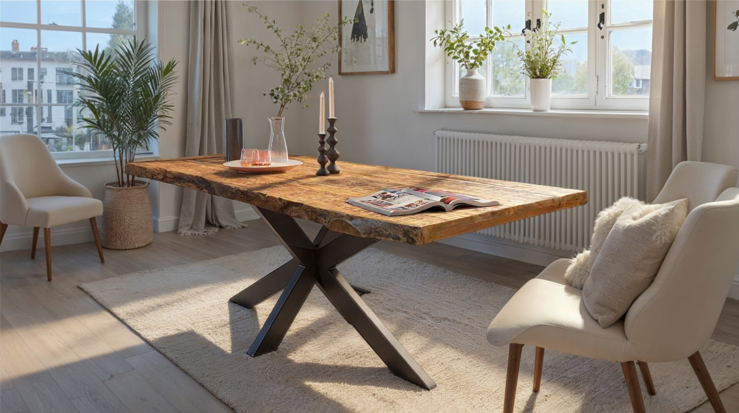 Baumkantentisch 140 cm Mango lackiert massiv - TIM