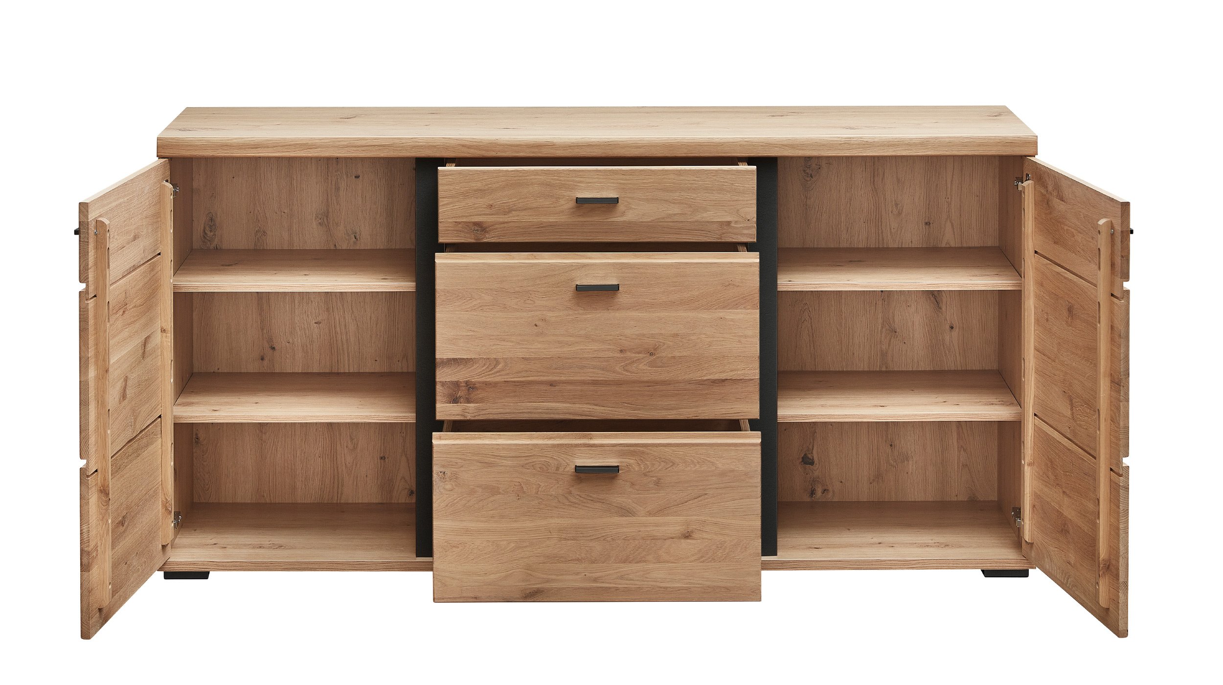Sideboard mit 3 Schubladen Altesche teilmassiv gebürstet 170 cm - SONOS