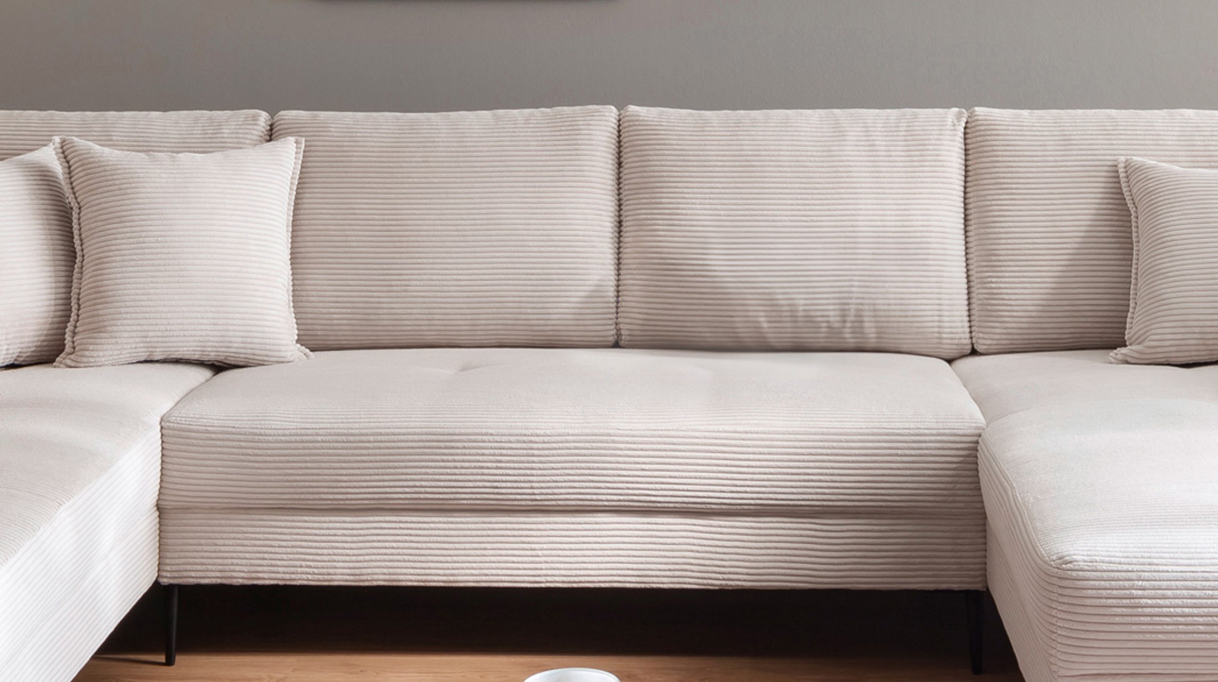 Wohnlandschaft Cordbezug creme - 360 cm - SUMMER 