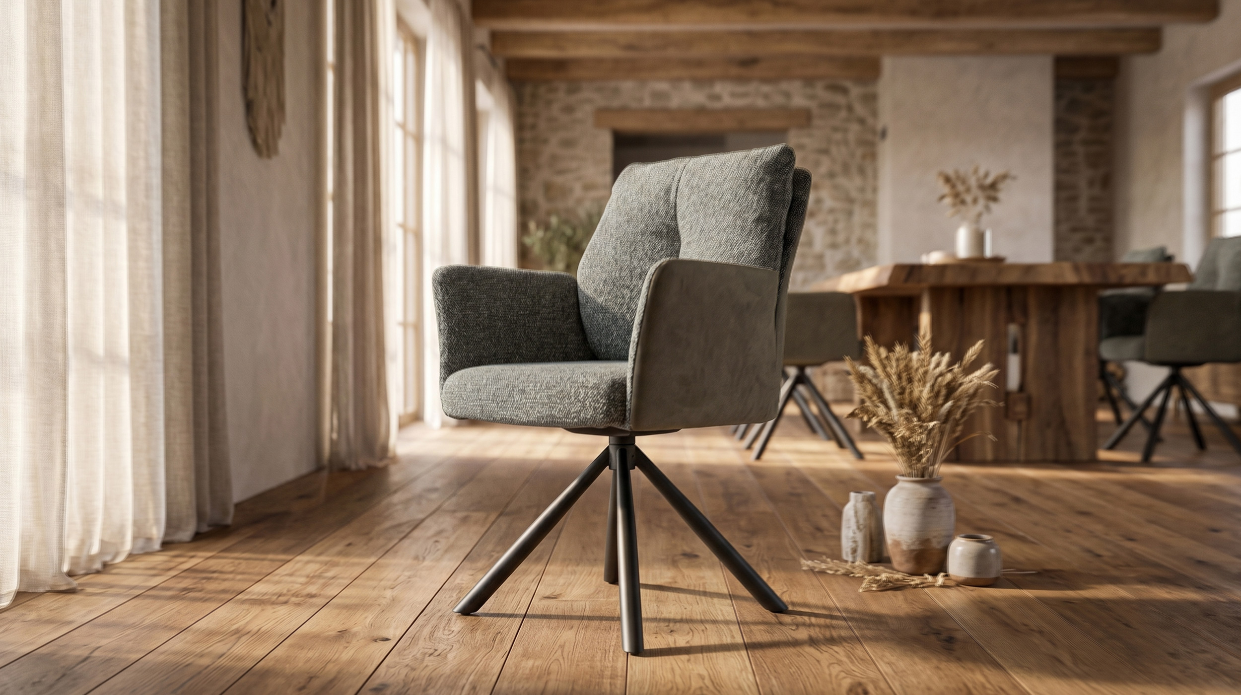 Armlehnstuhl grün Webstoff Microfaser Taschenfederkern - SHELBY