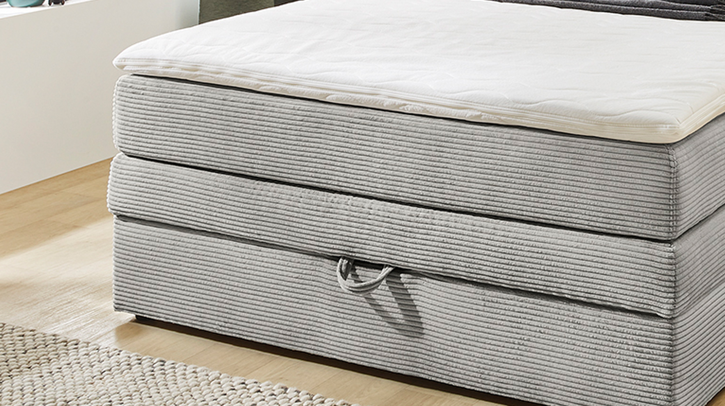 Boxspringbett 140 x 200 cm hellgrau Cordbezug - AMY