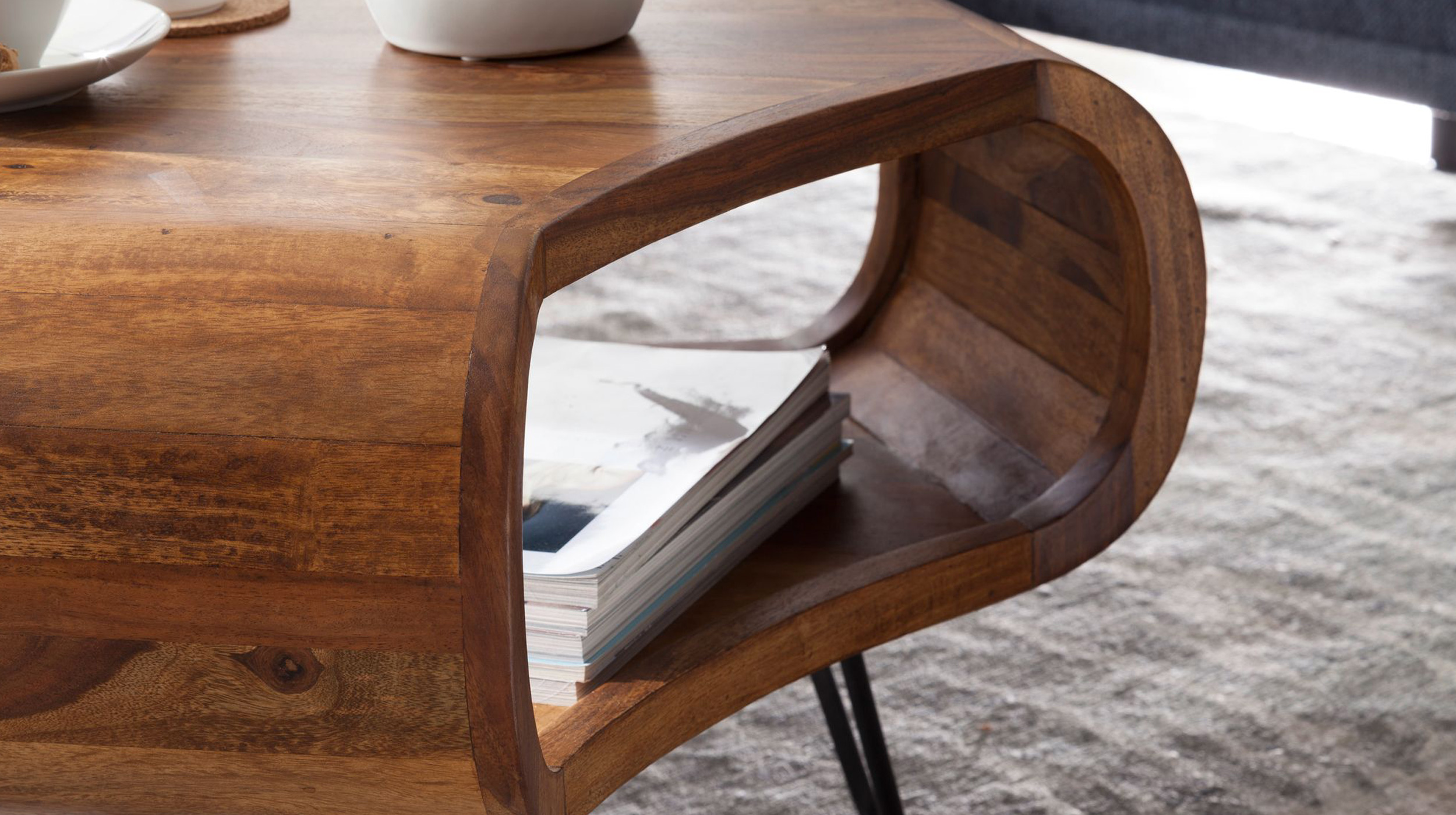 Couchtisch Sheesham massiv gebeizt 55 x 55 cm - RELA 