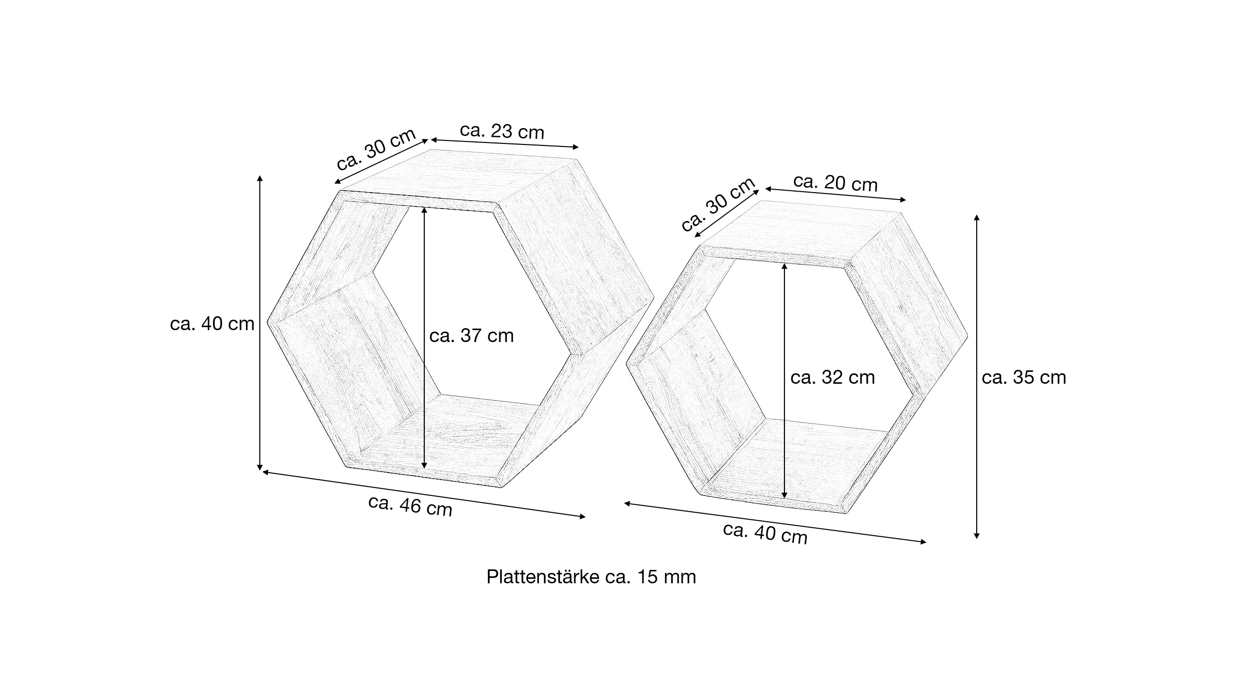 Beistelltisch 2er-Set Sheesham massiv gebeizt - 46 x 30 cm - TAMO