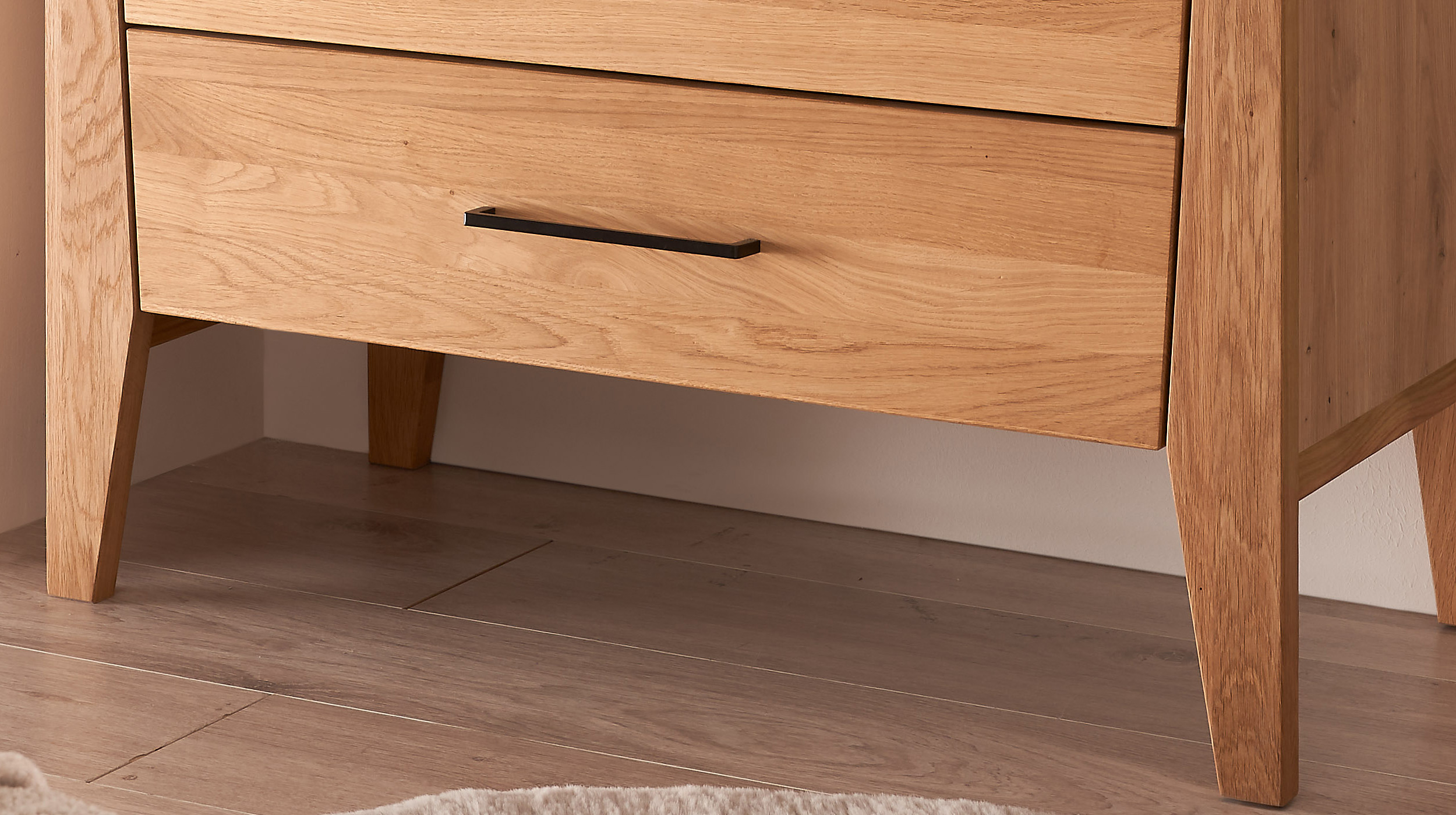 Kommode mit 3 Schubladen Wildeiche teilmassiv geölt 90 cm - VEGARD