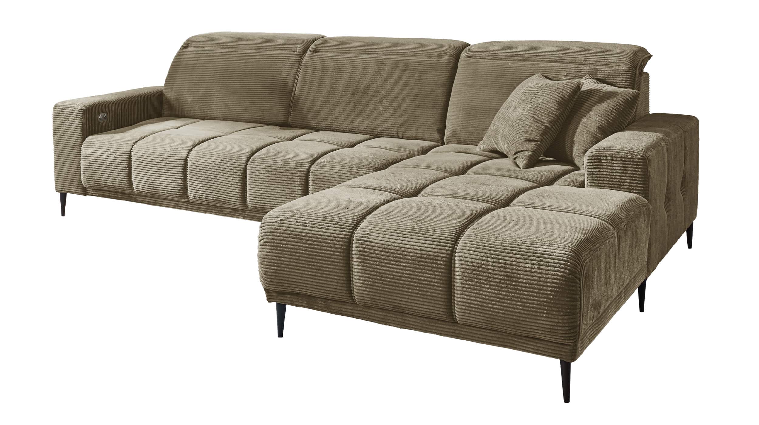 Ecksofa Cord grün 286 x 195 cm - MARISOL