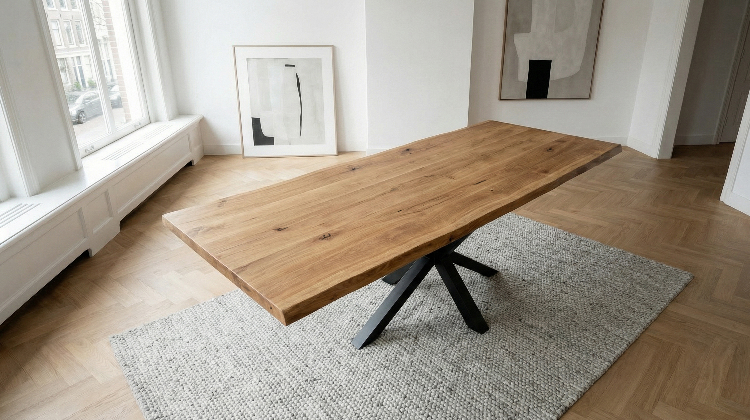 Esstisch Baumkantentisch Optik 200 cm massiv Wildeiche geölt - DAHLIA