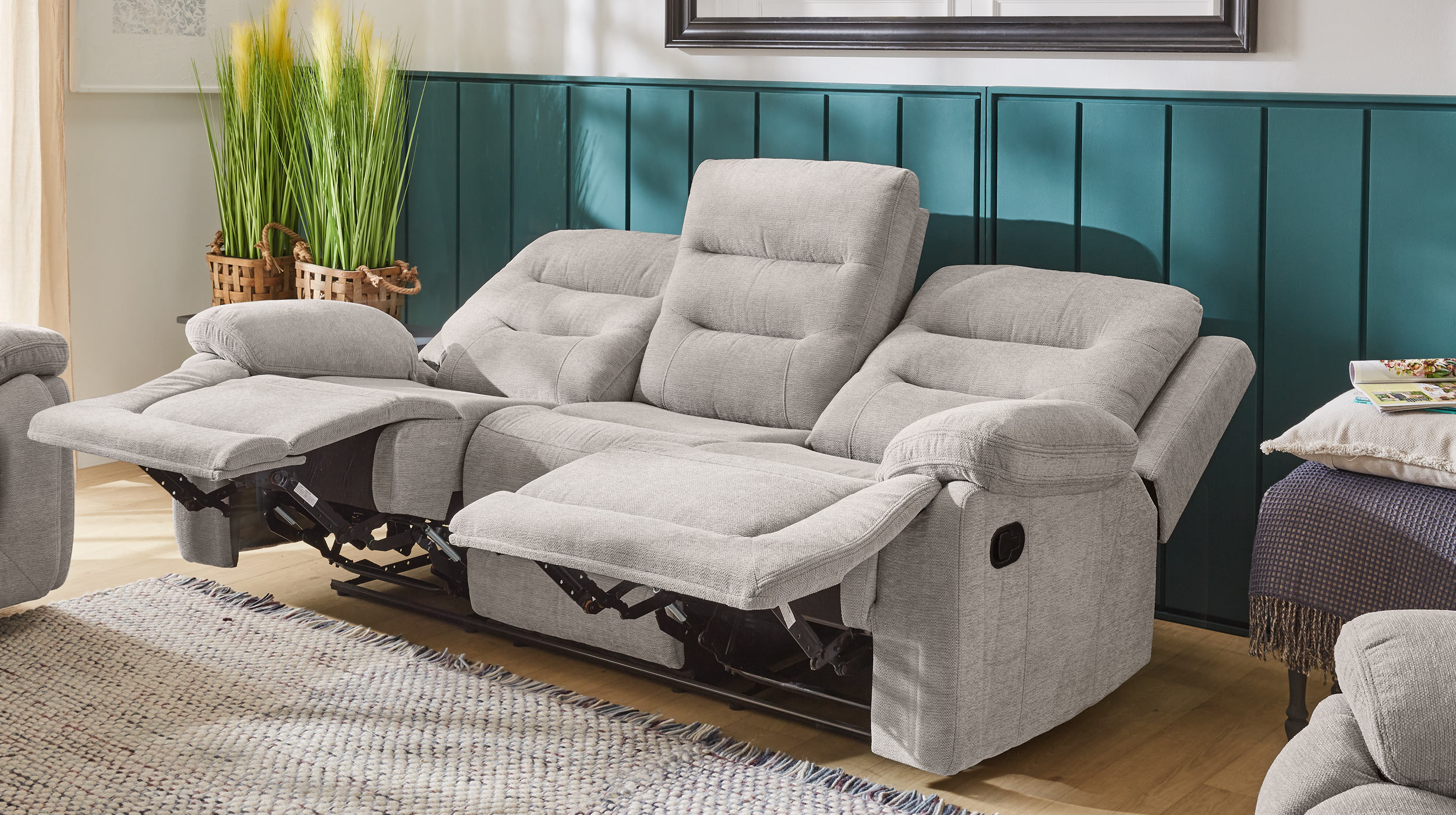 Einzelsofa 3-Sitzer grau 220 cm - mit Relaxfunktion - SYLT